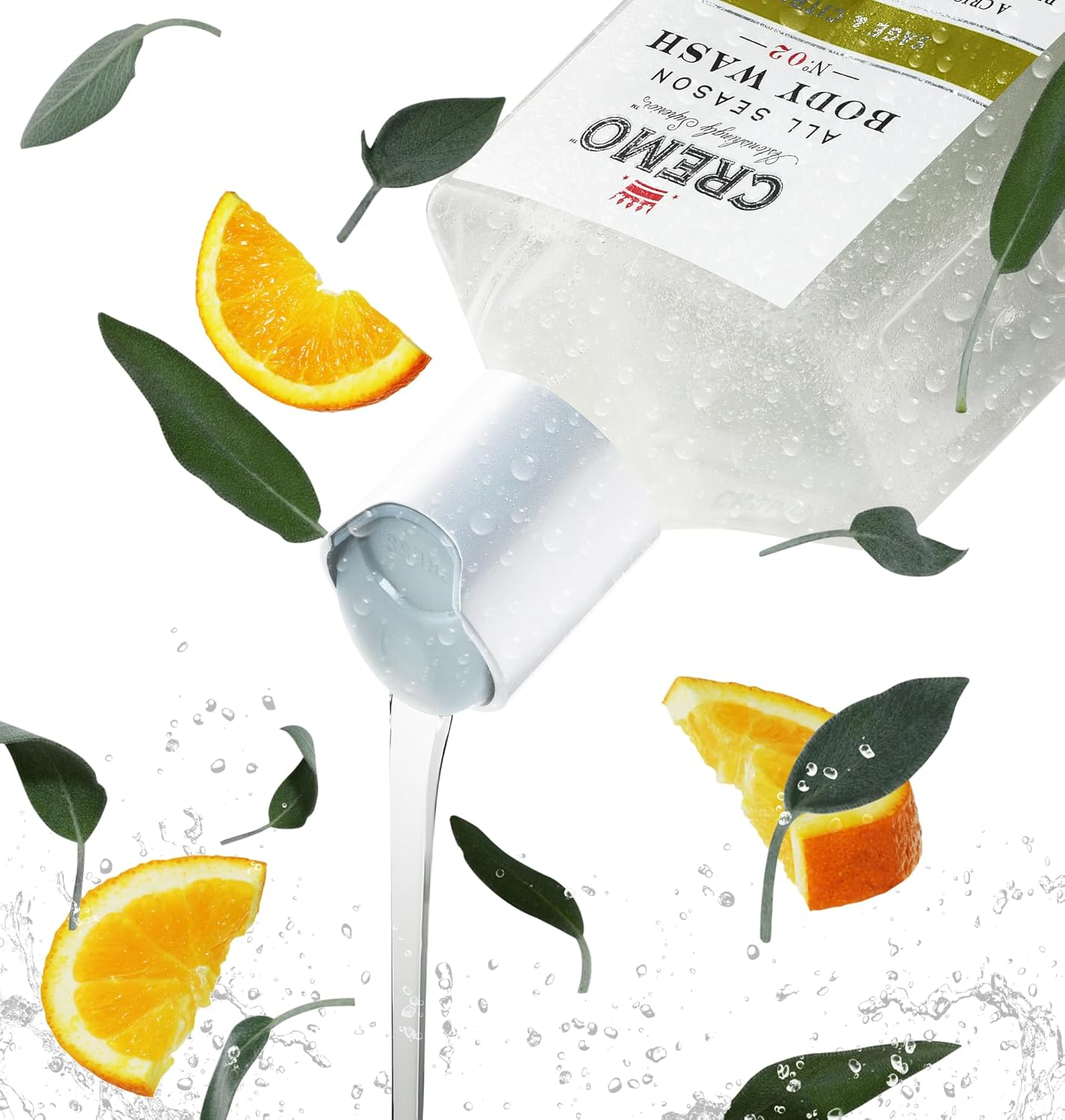 CREMO - Moisturising Body Wash for Men | Revitalising Shower Gel | Sage & Citrus Fragrance | 473Ml image number 2