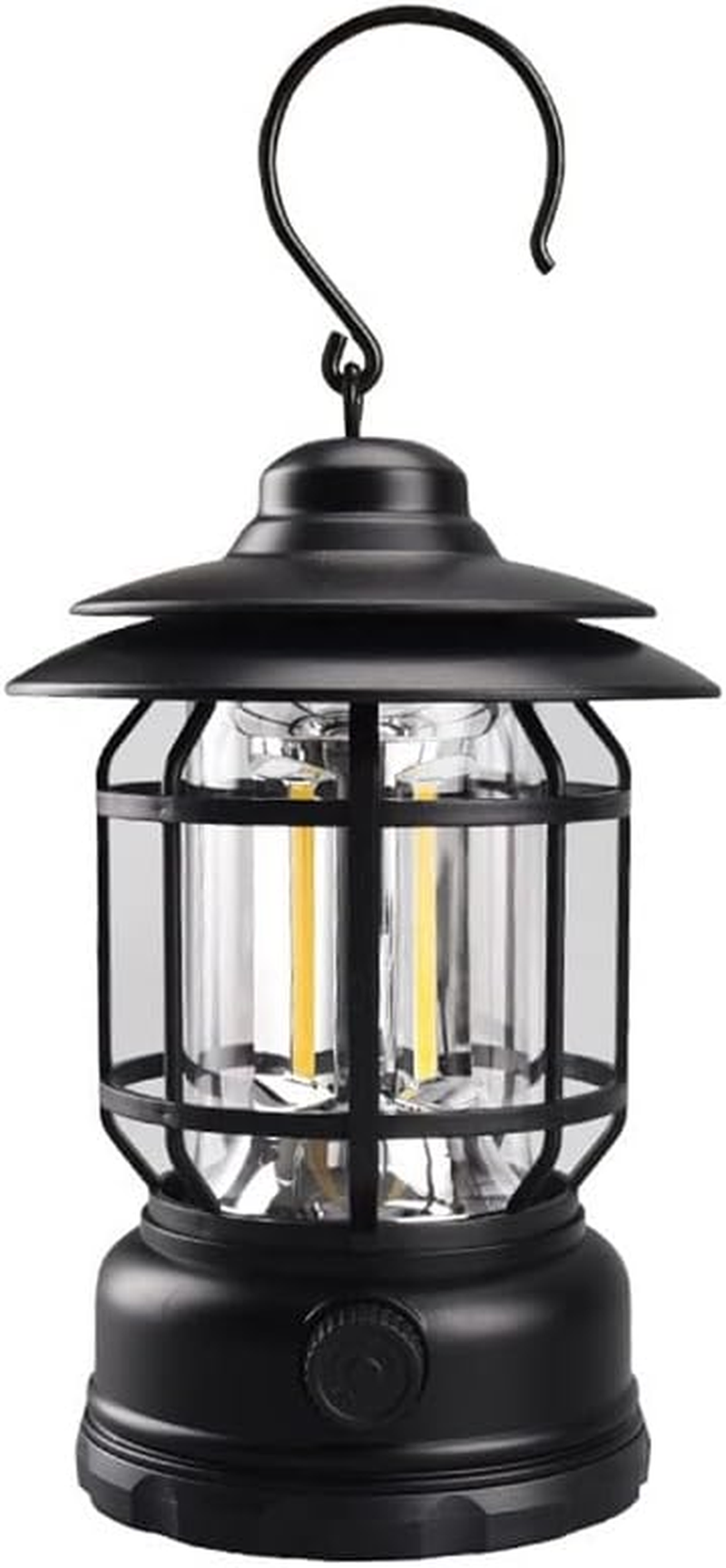 Camping Lanterns Rechargeable, Portable Electric LED Camping Lights Outdoor Hanging Tent Light Vintage Tabletop Lantern Decor Stepless Dimming Waterproof for Camping, Power Outages, Indoor (Green)