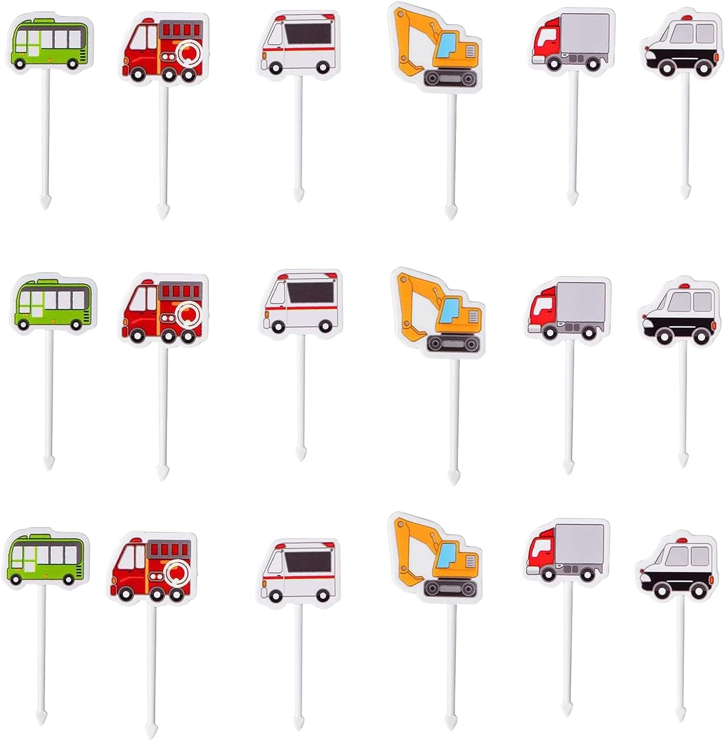 Dewocke Mini Cartoon Food Toothpick Set, 18 Pieces Kids Foods Picks & Toddlers Lunch Decoration, Vehicle Food Fruit Picks Forks for Bento Box, Fun Toothpicks, Pickle Fork, Bento Toothpicks, Small image number 1