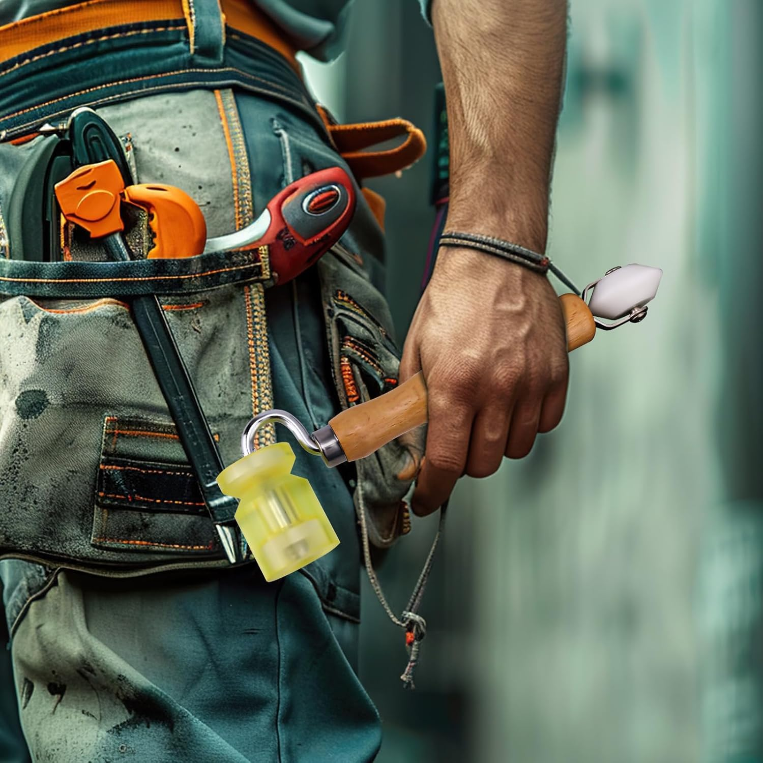 Gosknor Seam Roller, Wooden Wallpaper Tools Roofing Tools 2-In-1 Design RV Seam Tape Roller Car Sound Deadening Roller Roofing Roller Tool image number 4