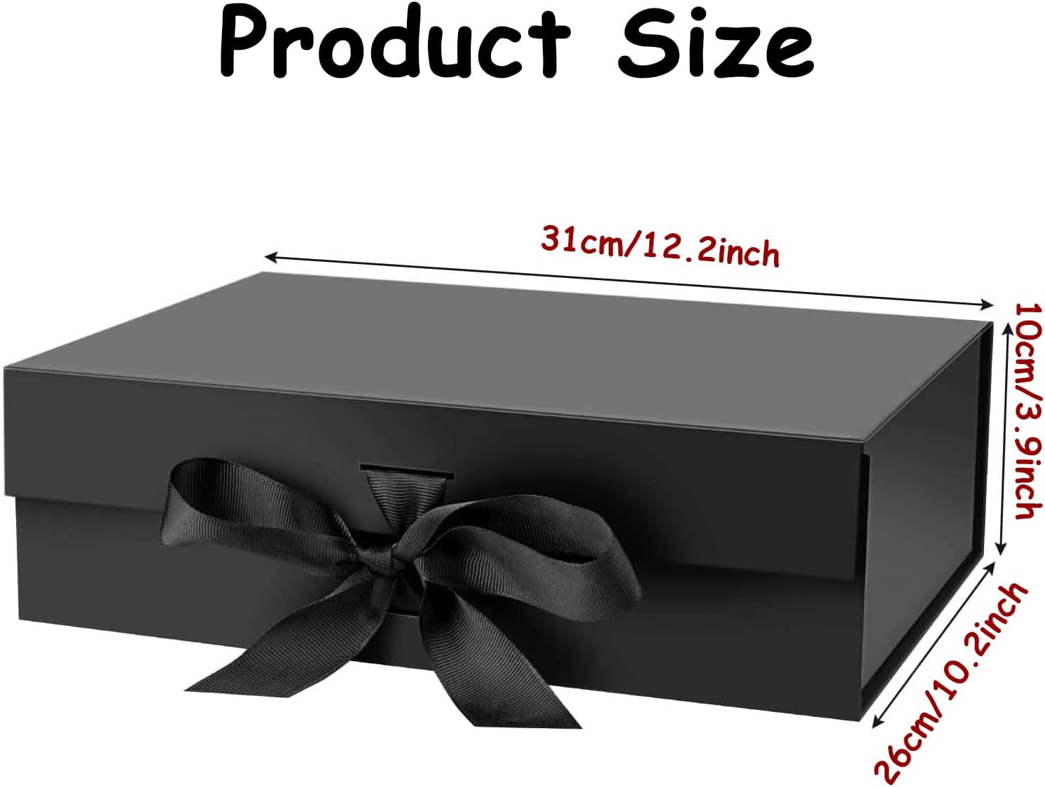 Tuoyi Gift Box with Lid for Presents 12.2X10.2X3.9 Inches with Ribbon for Wrapping Gifts (Black) image number 5