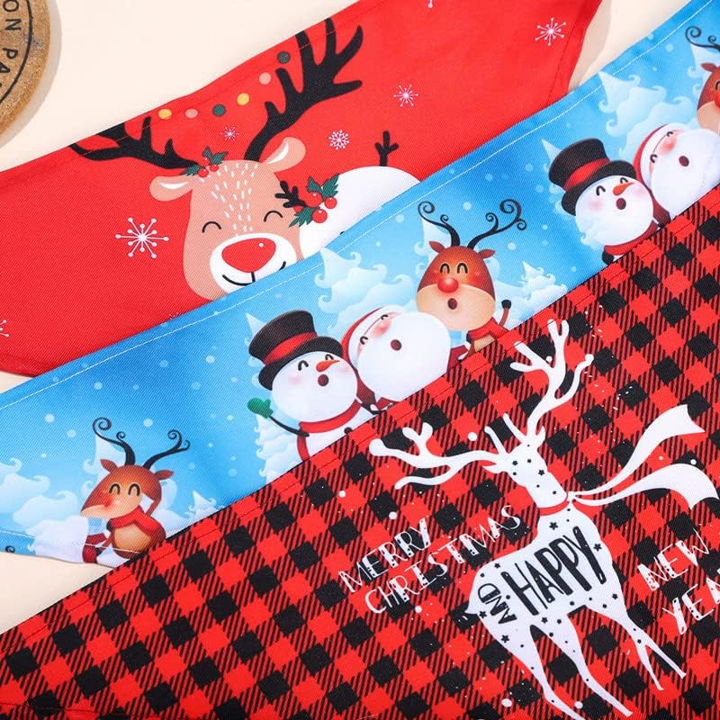 3 Pcs Dog Bandana, MH MOIHSING Christmas Dog Scarf Bandana Dog Kerchief Pet Triangle Bibs Scarf, Square Plaid Printing Bib Double Reversible Pet Saliva Towels Washable for Small to Large Dog Puppy Cat image number 5