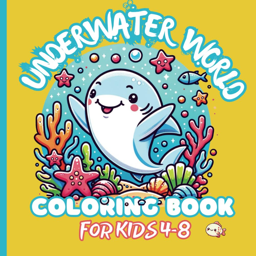 UNDERWATER WORLD COLORING BOOK for KIDS AGES 4-8: 50 Different Underwater Creatures for Young Minds to Discover and Learn about | 8.5X8.5 image number 1