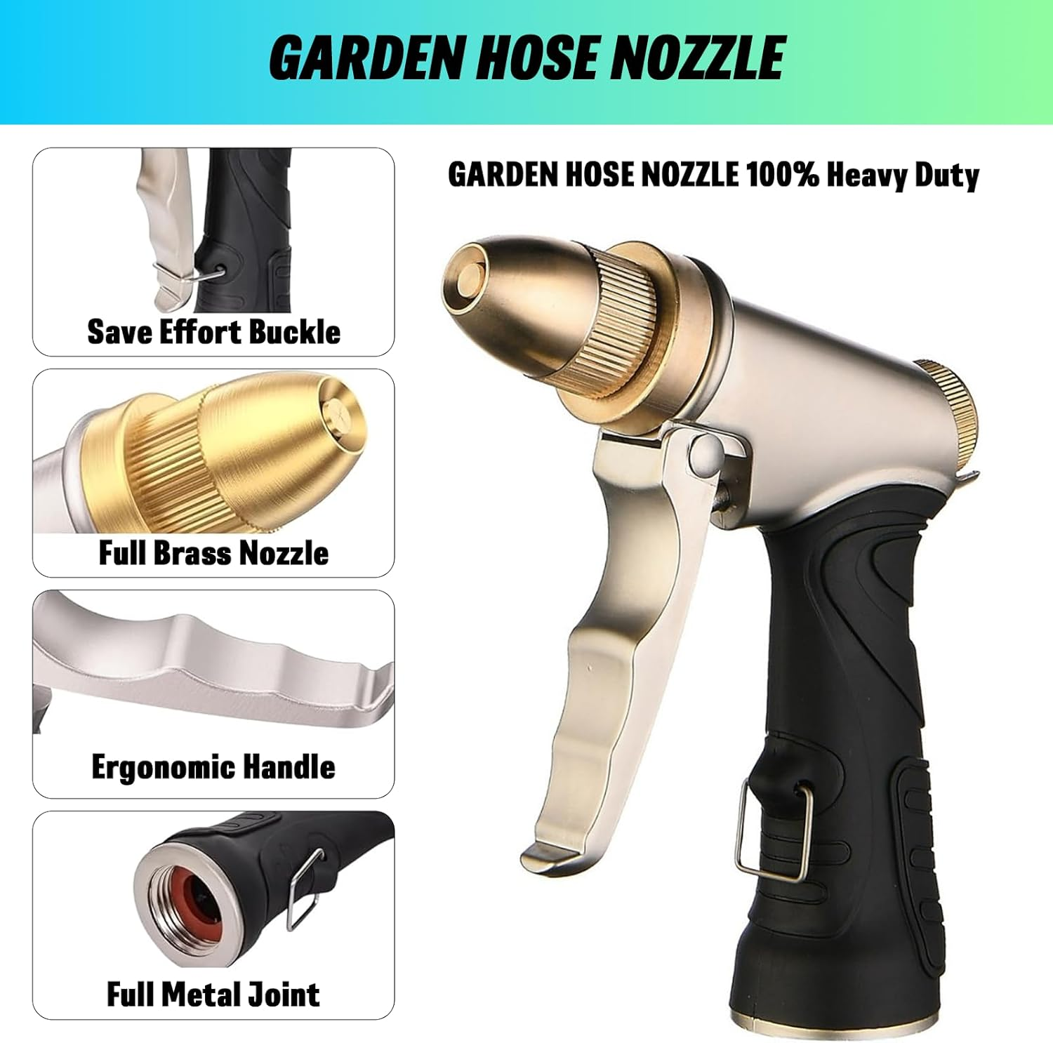 MAEZOE High Pressure Garden Hose Nozzle with Adjustable Spray Patterns for Car Wash, Garden and Outdoor Use image number 3