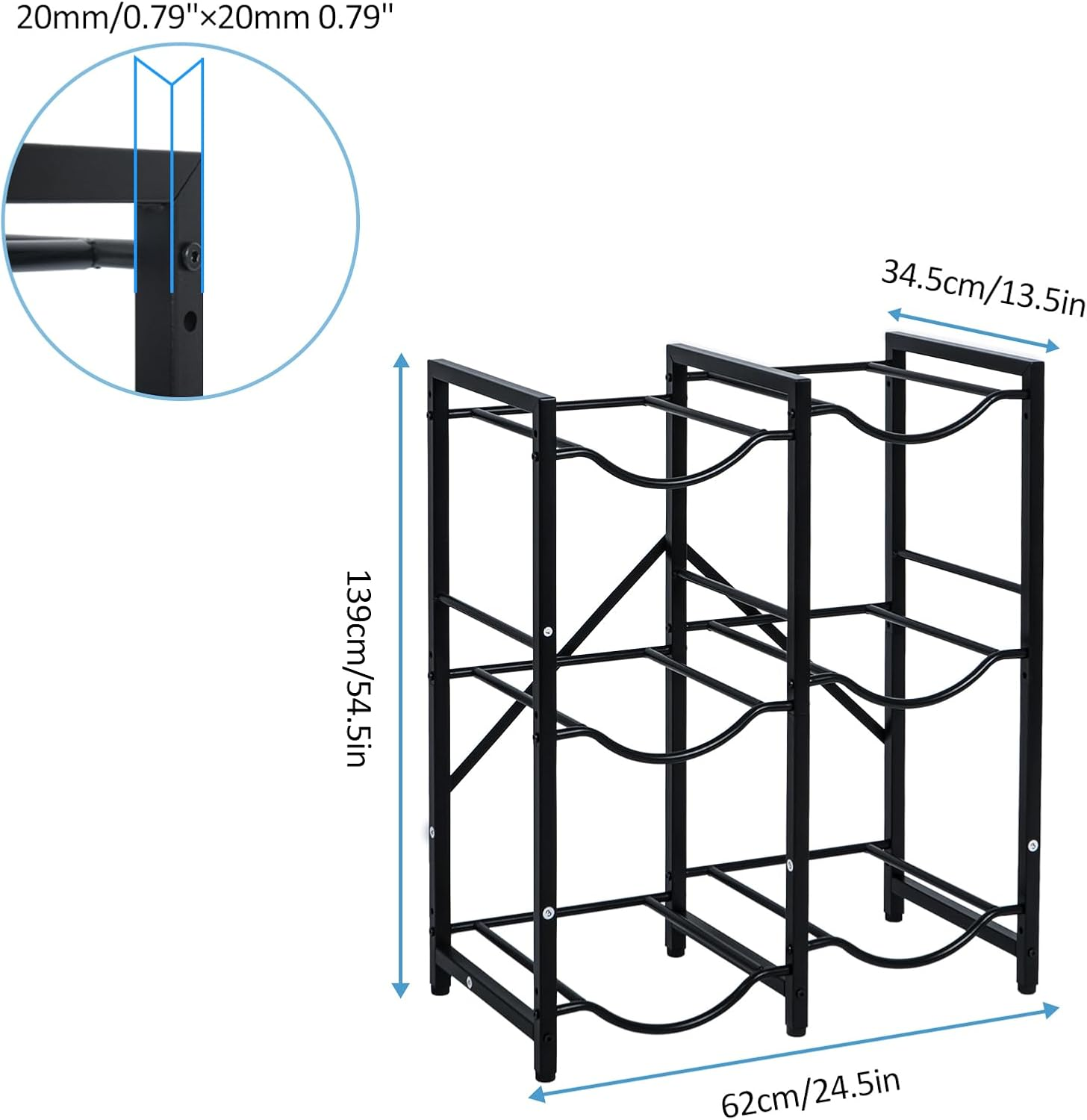 5 Gallon Water Jug Holder 3-Tier Water Cooler Jug Rack Water Bottle Holder Heavy Duty Water Jug Organizer for 6 Bottles for Home Office Organization image number 4
