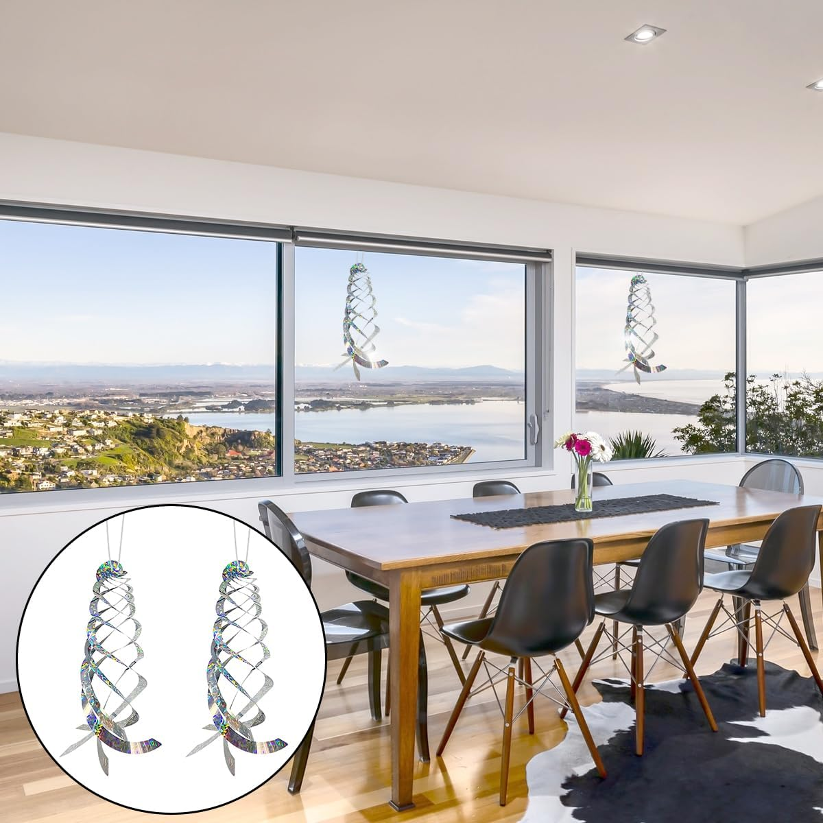 Bird Repellent Spiral Reflectors, 2 PCS Hanging Reflective Bird Deterrent Devices for Scare Pigeons and Other Small Birds (40Cm) image number 1