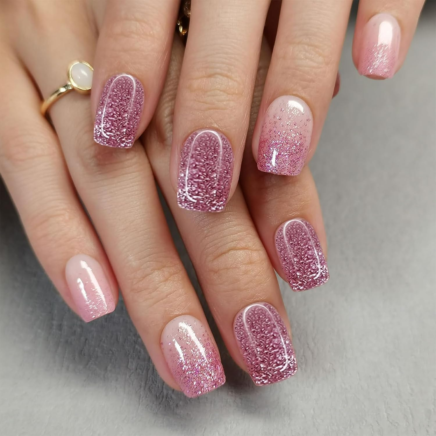 Mrltau 24 X Press on Nails, Short, Short Fingernails for Sticking, Acrylic False Nails for Sticking, Fingernails, Design Artificial Nails, Short