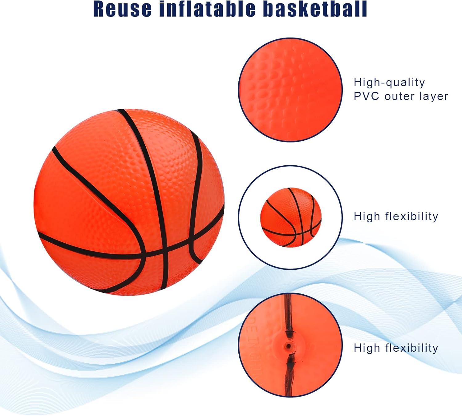 AIEX Pack of 10 10 Cm Mini Inflatable Basketball, Rubber Mini Basketballs Toy with Inflation Device, Inflatable Mini Sports Balls for Children Playing Training (Orange) image number 1