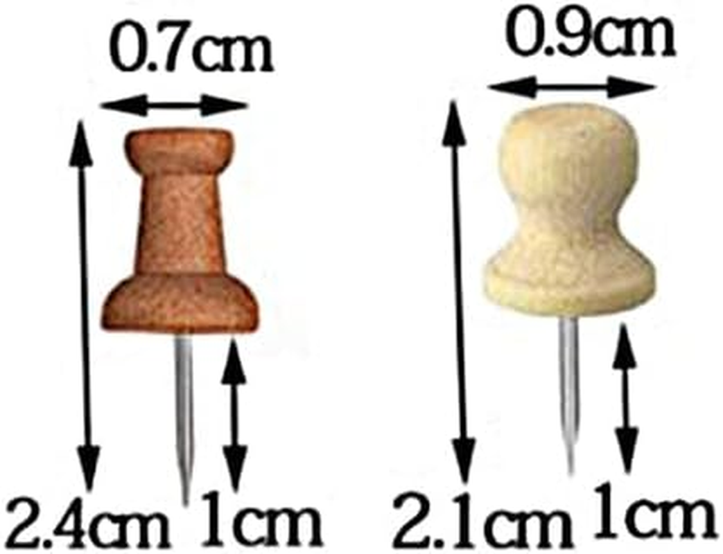 200Pcs Wood Push Pins Cork Board Thumbtacks Wooden Thumbtacks for Cork Boards and Home Office Craft Projects, Natural Color （Two Types） image number 1
