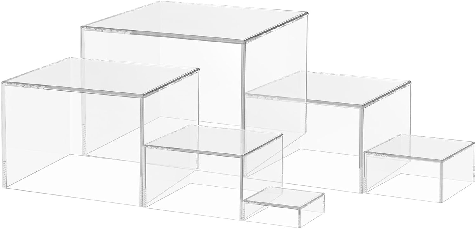 Rdjeokf 6 PCS Acrylic Risers , for Display, Clear Acrylic Riser Display Stands , Stackable Buffet Stands , Reusable Food Stands , Perfect for Weddings, Cupcake Candy Food, Parties,Brunch (Clear)