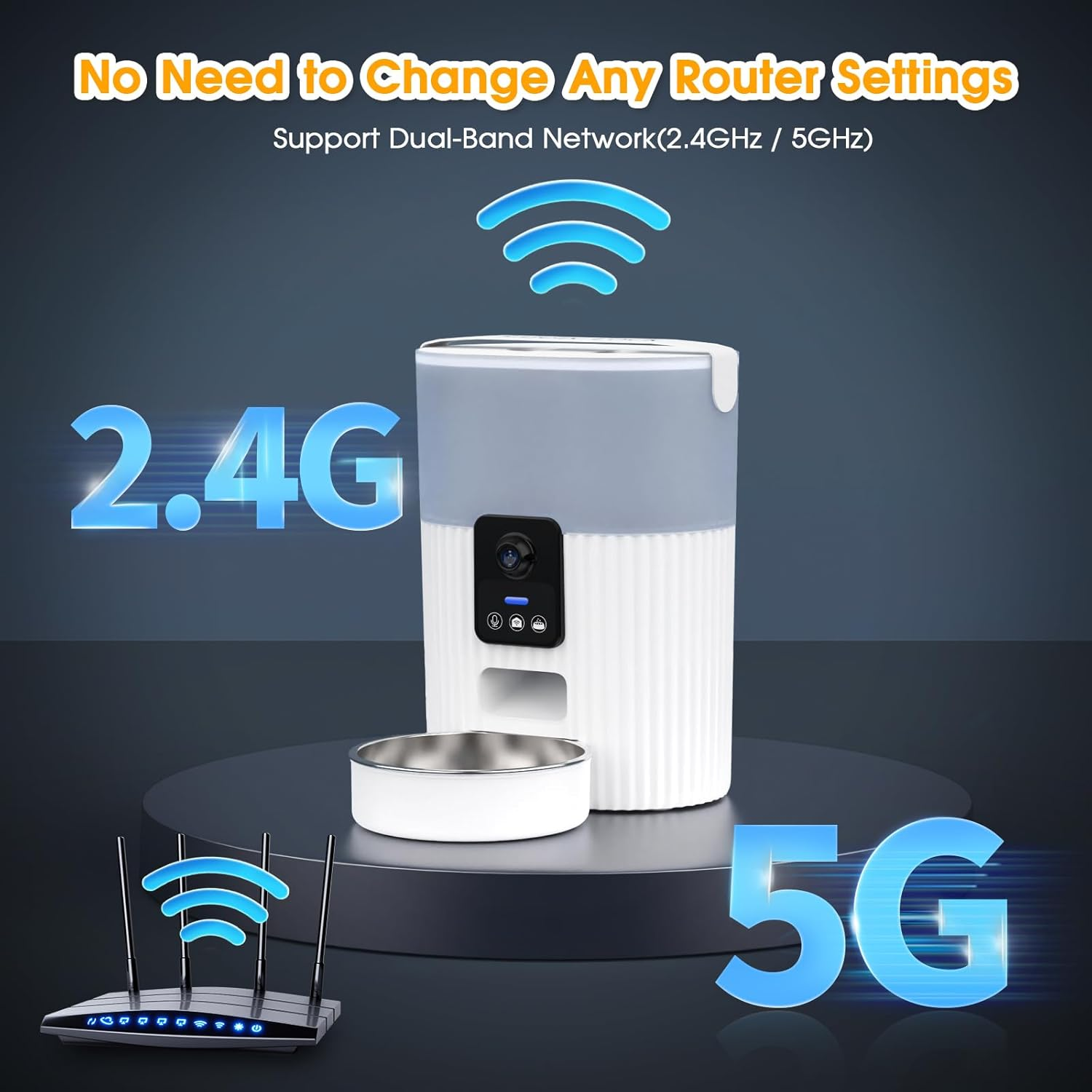 Advwin 3.5L Automatic Cat Feeder with Camera, 1080P HD Video with Night Vision, 5G Wifi Pet Feeder with 2-Way Audio, Motion Detection, Smart Timed Pet Feeder for Dogs and Cats