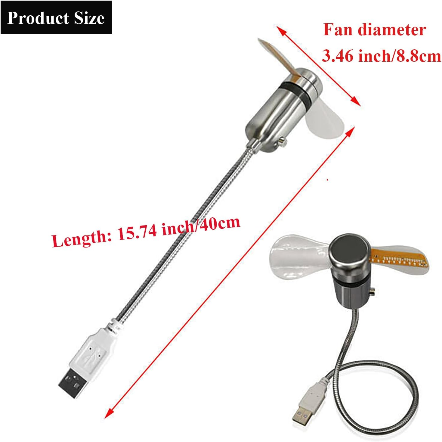 Soseelnee USB Clock Fan with Real Time Display, Mini Portable Flexible Cooling Fans with Led Light for Home Office (2) image number 2