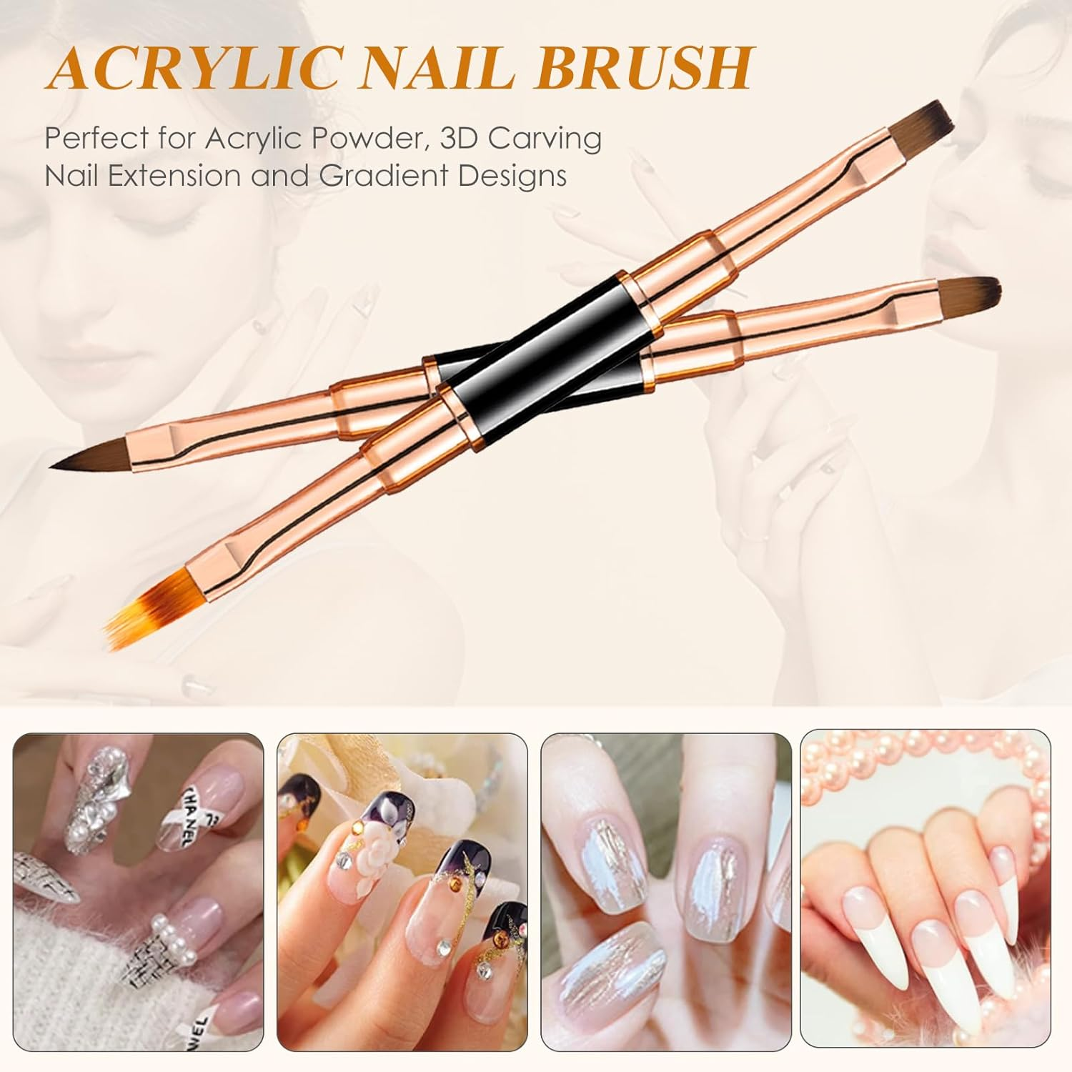 Professional Nail Art Liner Brush Set-Double-Ended Acrylic Nail Art Brushes Set, Etercycle Gel Polish Nail Art Design Pen Painting Tools Nail Art Liner Brush and Nail Dotting Pen for Acrylic Application Salon at Home DIY Manicure image number 6