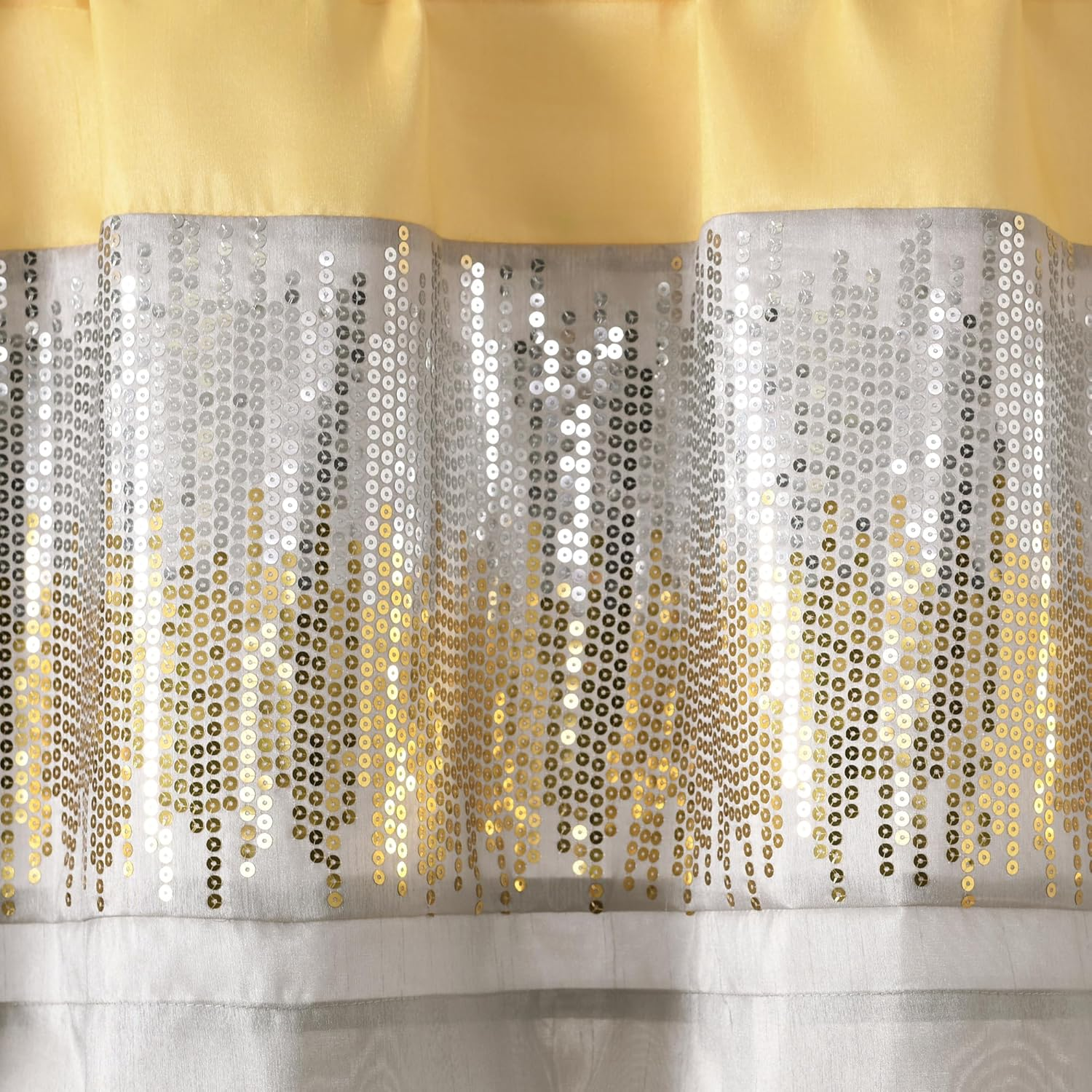Lush Decor Night Sky Sequins Window Curtain Valance, 18" L X 52" W, Yellow & Gray image number 2