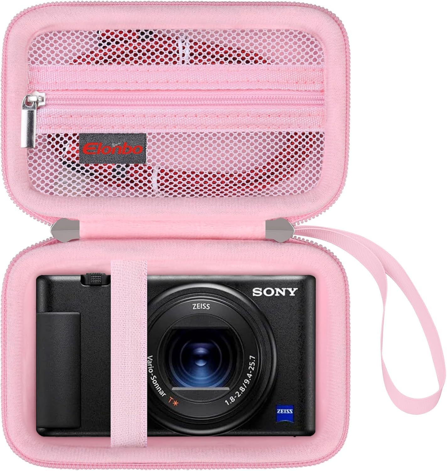 Elonbo Carrying Case for Sony ZV-1F/ ZV-1 II/ZV-1 Vlog Digital Camera for Content Creators, Sony ZV1 Vlogging Camera Hard Travel Bag, Mesh Pocket Fits Battery Card Reader Cable, Black