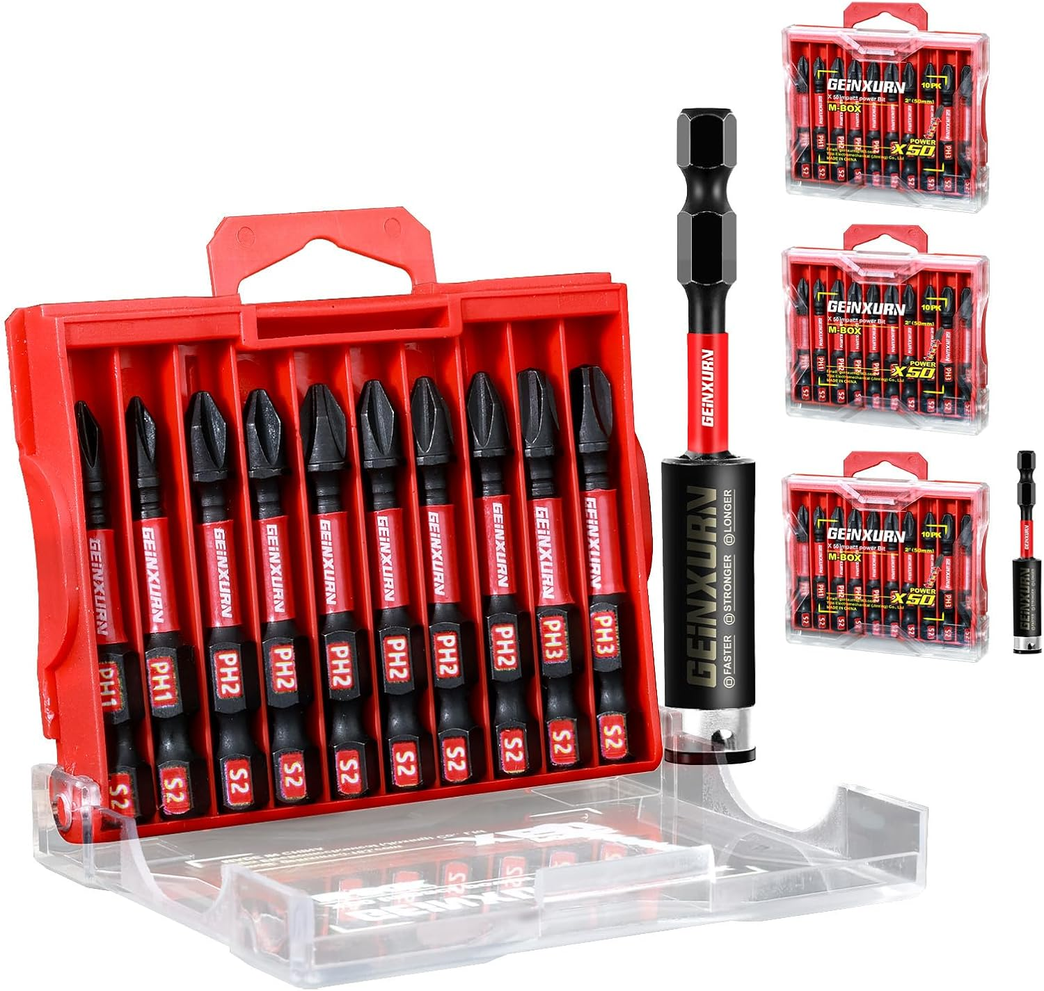 Impact Tough 2 In. (PH1/PH2/PH3) Screwdriver Bits Set,30 Pack Magnetic S2 Steel Phillips Power Driver Bits with 1 Pc Impact Bit Holder and Storage M-Box image number 2
