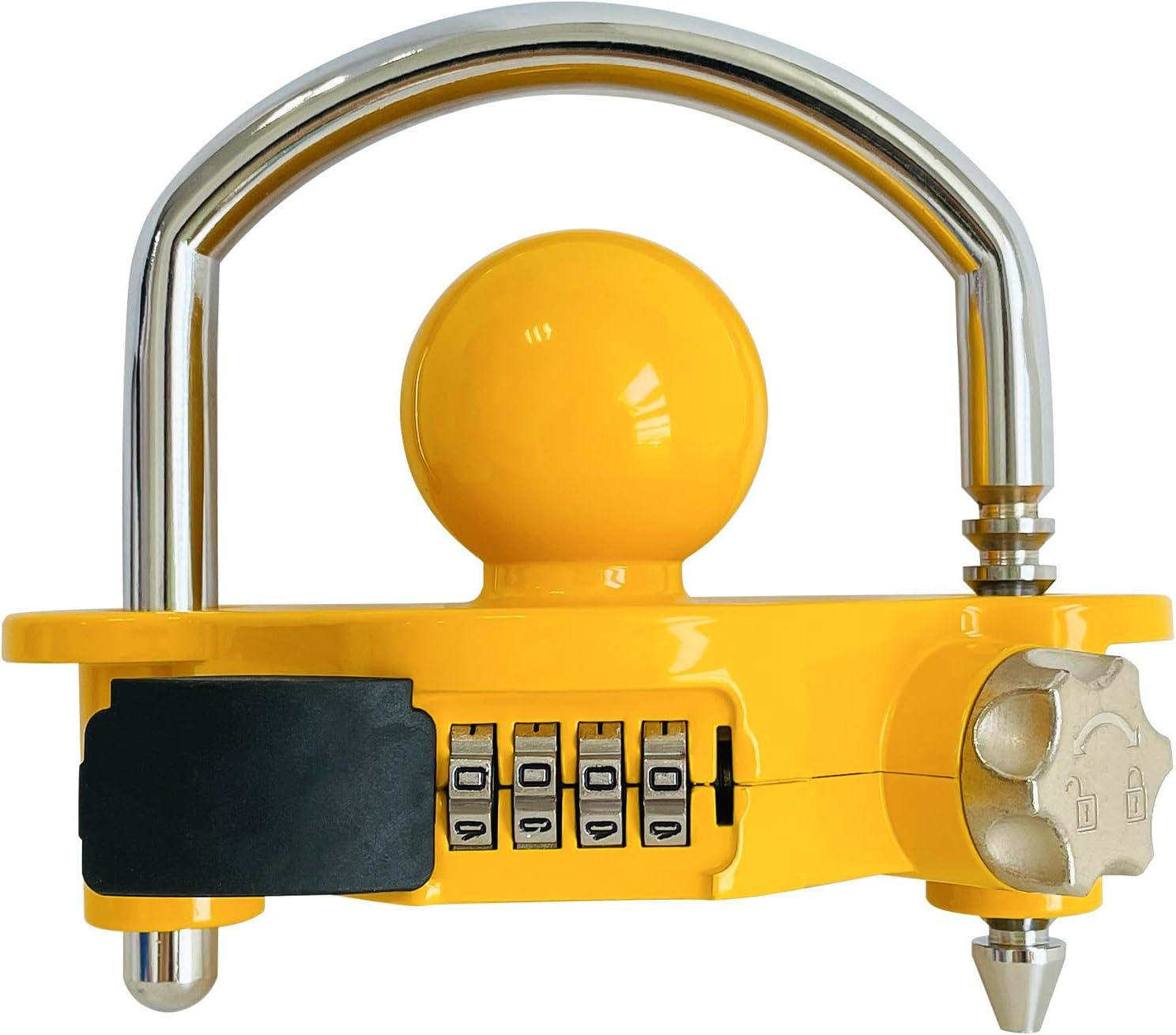 Sutekus Trailer Lock Universal Hitch Lock with Combination Lock Trailer Coupler Lock Camper Accessories for Travel Trailers Boats Trucks Rvs, Fit 1-7/8", 2", 2-5/16" Coupler, Yellow image number 1