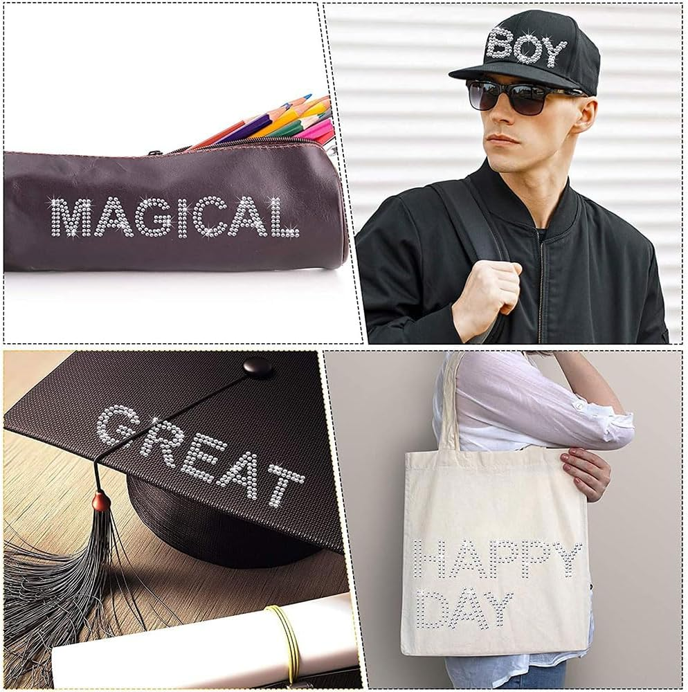 4 Pcs Rhinestone Letter Iron-On Sticker,Letters Self-Adhesive Letter Stickers,Bling Alphabet Letters Sticker (Silver) image number 4