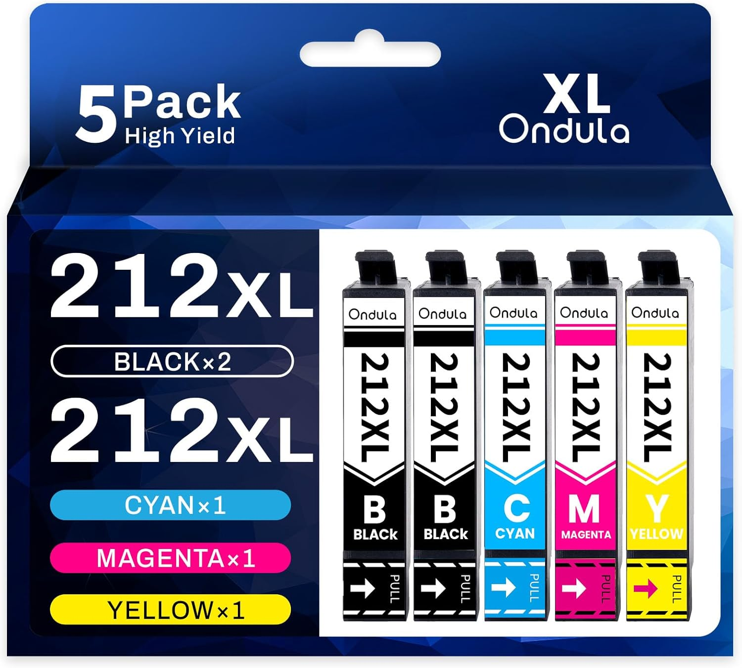 Ondula 212XL Ink Cartridge Compatible for Epson 212 XL 212XL Ink Cartridges for Expression Home XP-2100 XP-3100 XP-3105 XP-4100 Workforce WF-2810 WF-2830 WF-2850 (5 Pack)