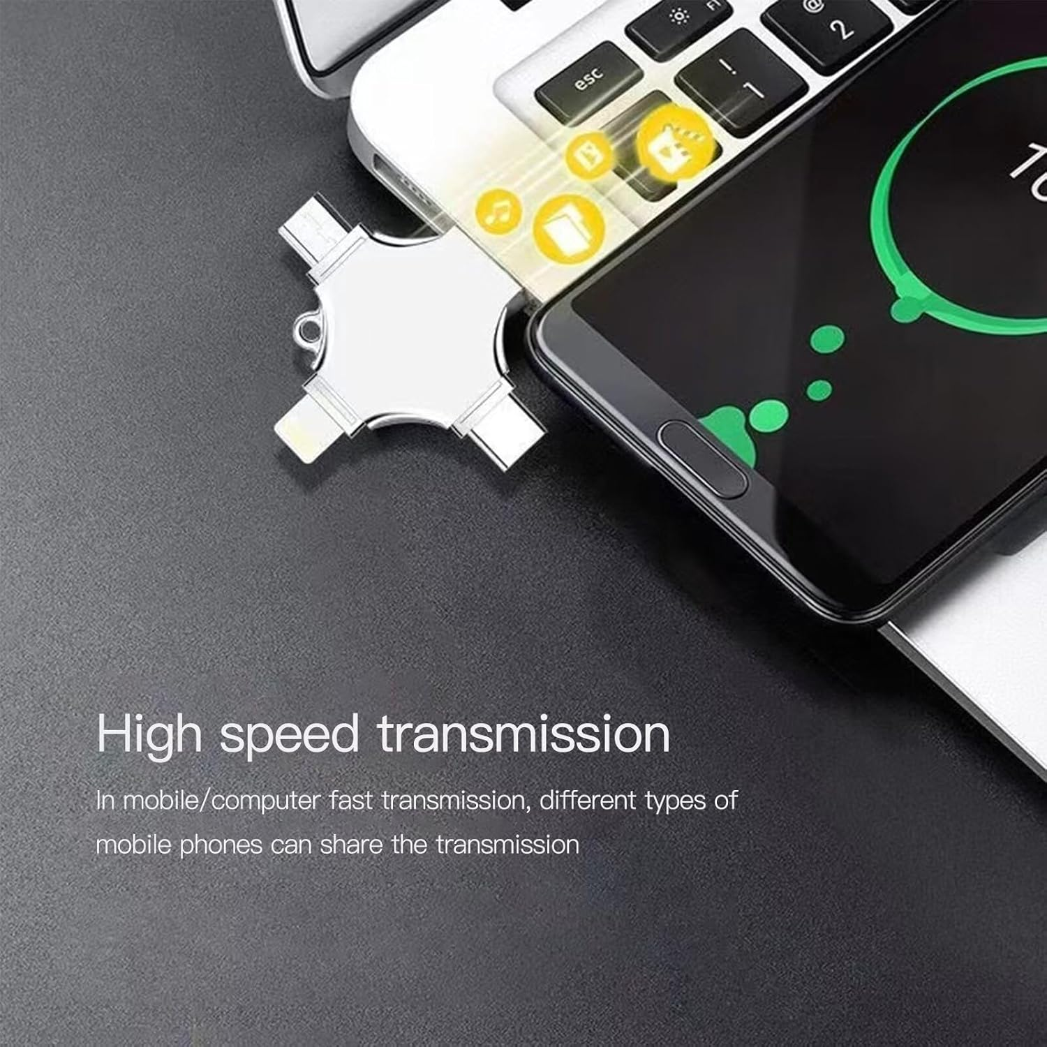 USB 3.0 Flash Drive 64GB for Iphone, 4 in 1 Memory Photo Keeper Storage Stick for Picture/Video/Data Saver/Backup, High Speed Thumb/Jump/Hard Drives for Iphone/Ipad/Android/Pc image number 3