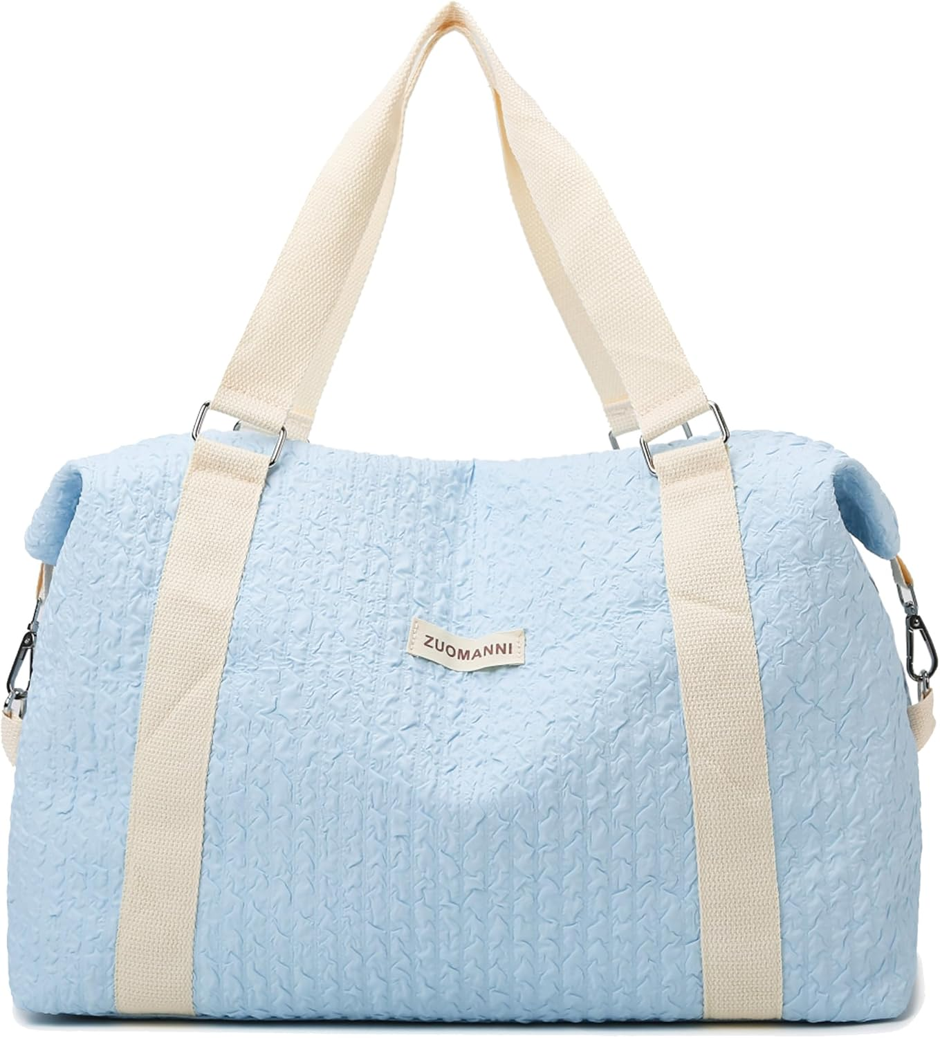 Travel Duffle Bag,Weekender Bags for Women Men,Overnight Carry on Tote Bags,Large Sports Gym Bags Portable Double Layer Wet Pocket Traveling Duffel Tote Bag, Blue, Large - Blue image number 1