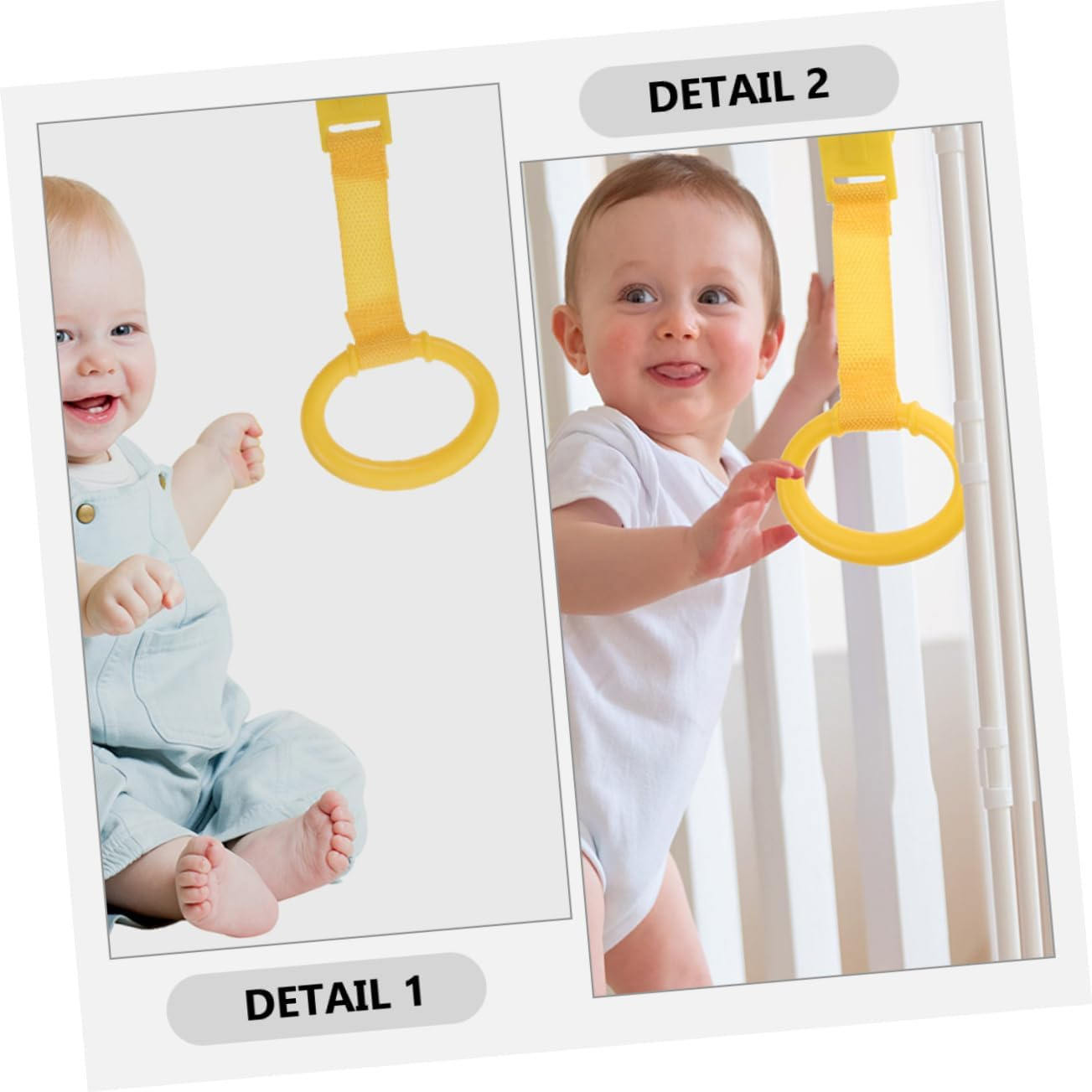 RORPOIR Baby Bed Stand up Rings 4Pcs Infant Walking Exercise Rings Pull Rings for Sturdy Lightweight Yellow image number 5