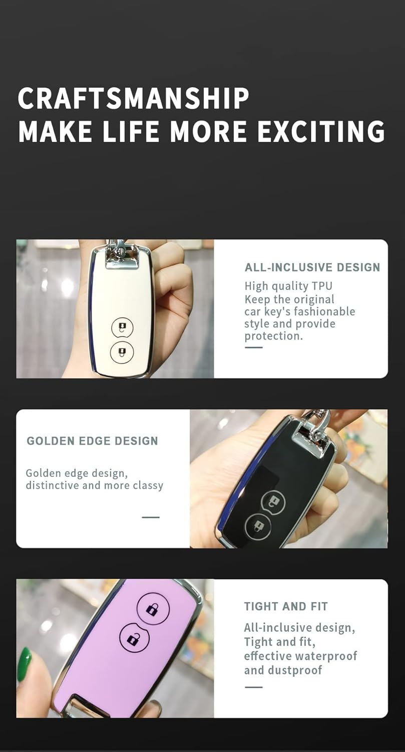 KUNIO Car Key Fob Cover Case Fit for Suzuki Swift SX4 Grand Vitara XL-7 SCORSS Key Protective Cover Keychain TPU Key Holder Car Accessory 2 Buttons B White image number 1