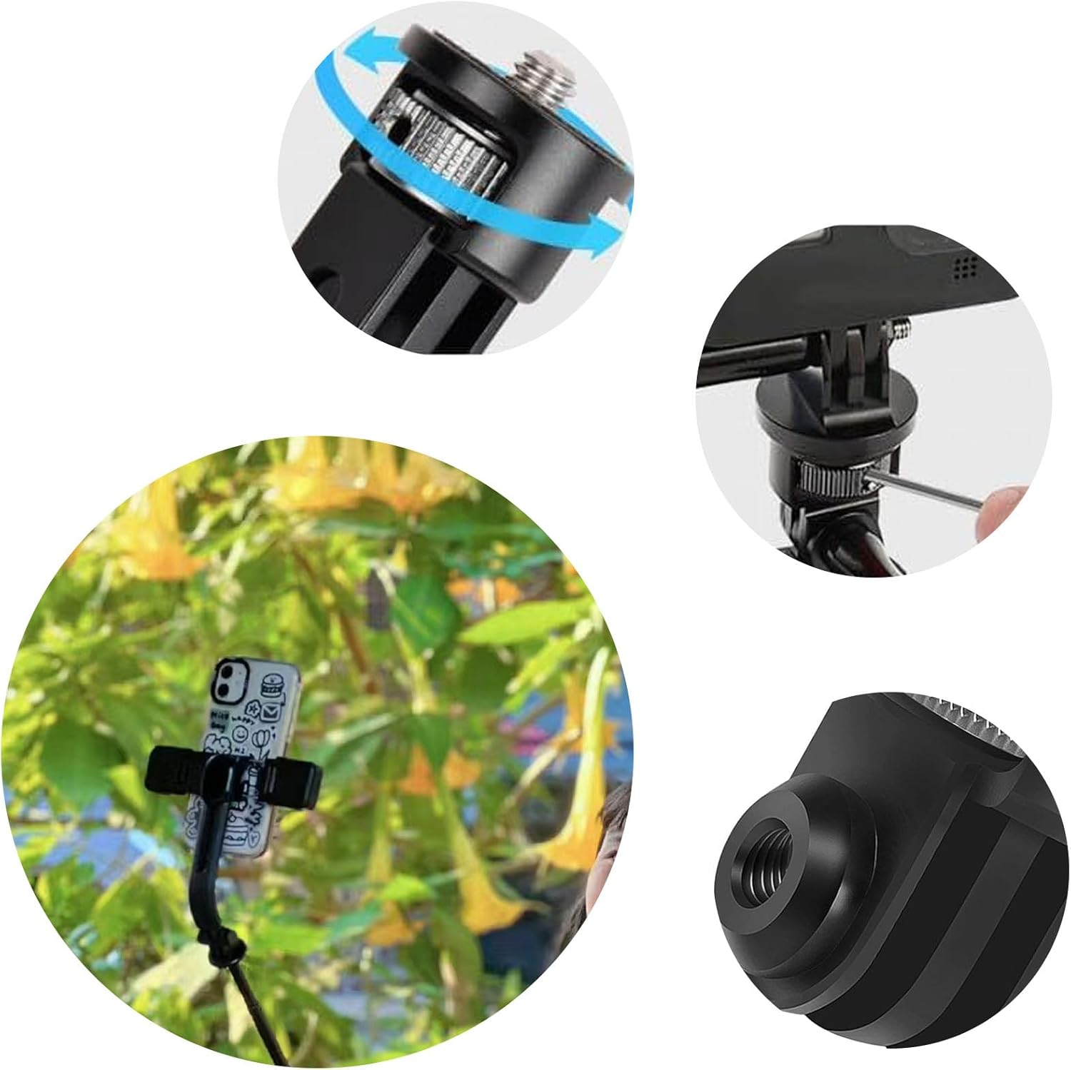 Giswell Aluminium Tripod Adapter, 1/4 Inch Camera Mount Adapter, Aluminium 1/4 Inch Camera Mount Adapter, for Insta360 ONE R X2 for Gopro 10 9 8 MAX image number 5