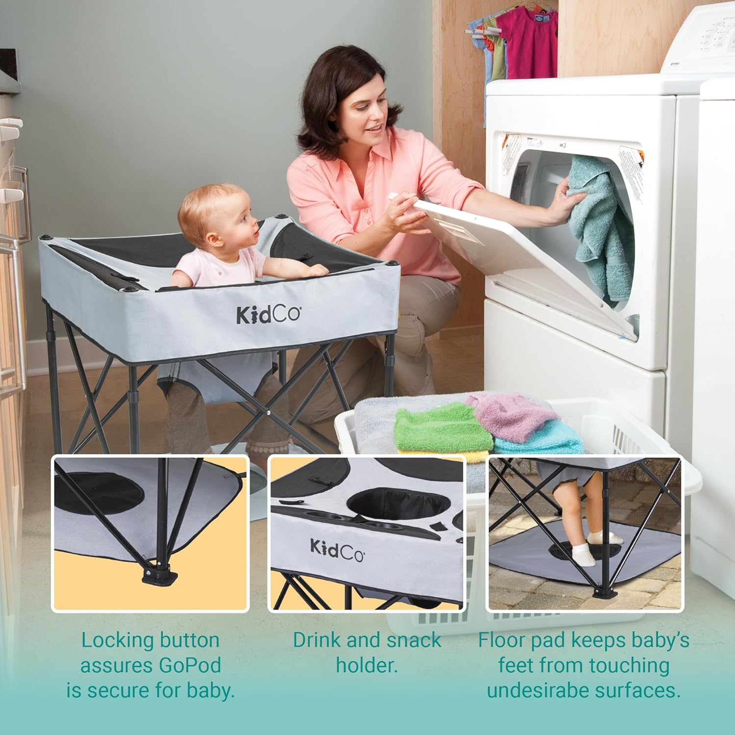 Kidco Gopod Adjustable Height Travel Activity Seat with Cupholder, Pistachio image number 6