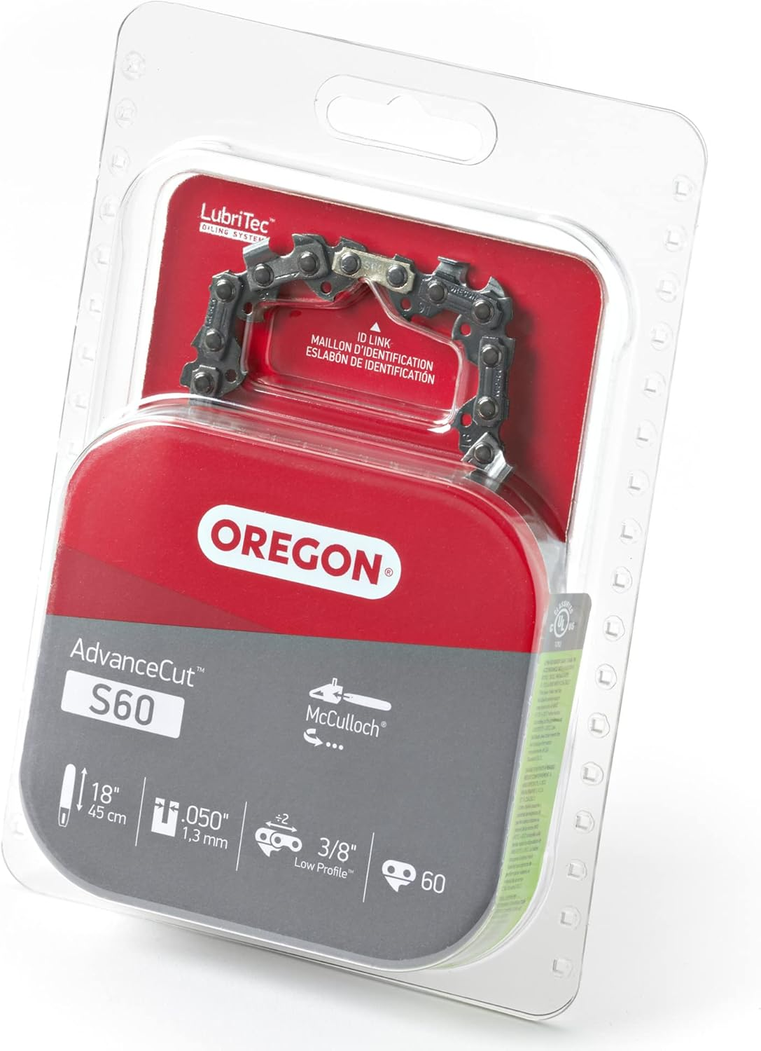Oregon S60 Advancecut Replacement Chainsaw Chain for 18-Inch Guide Bars, 60 Drive Links, Pitch: 3/8", .050" Gauge, Fits Craftsman, Mastercraft, Mcculloch, Poulan, and More