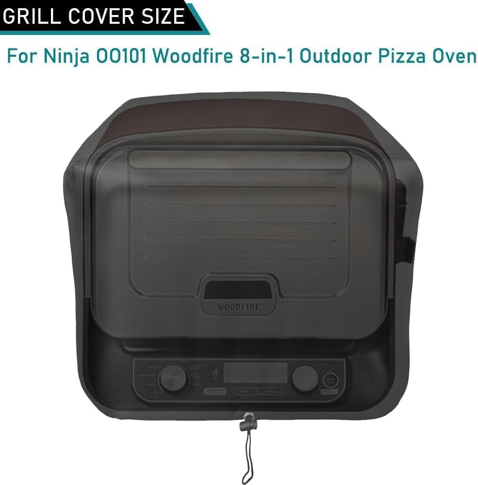 Waterproof Cover for Ninja Woodfire Outdoor Oven OO101 Series, Pizza Oven Cover with Adjustable Drawstrings and Elastic Bands, Black (Cover Only) (Fit for the Oven) image number 1