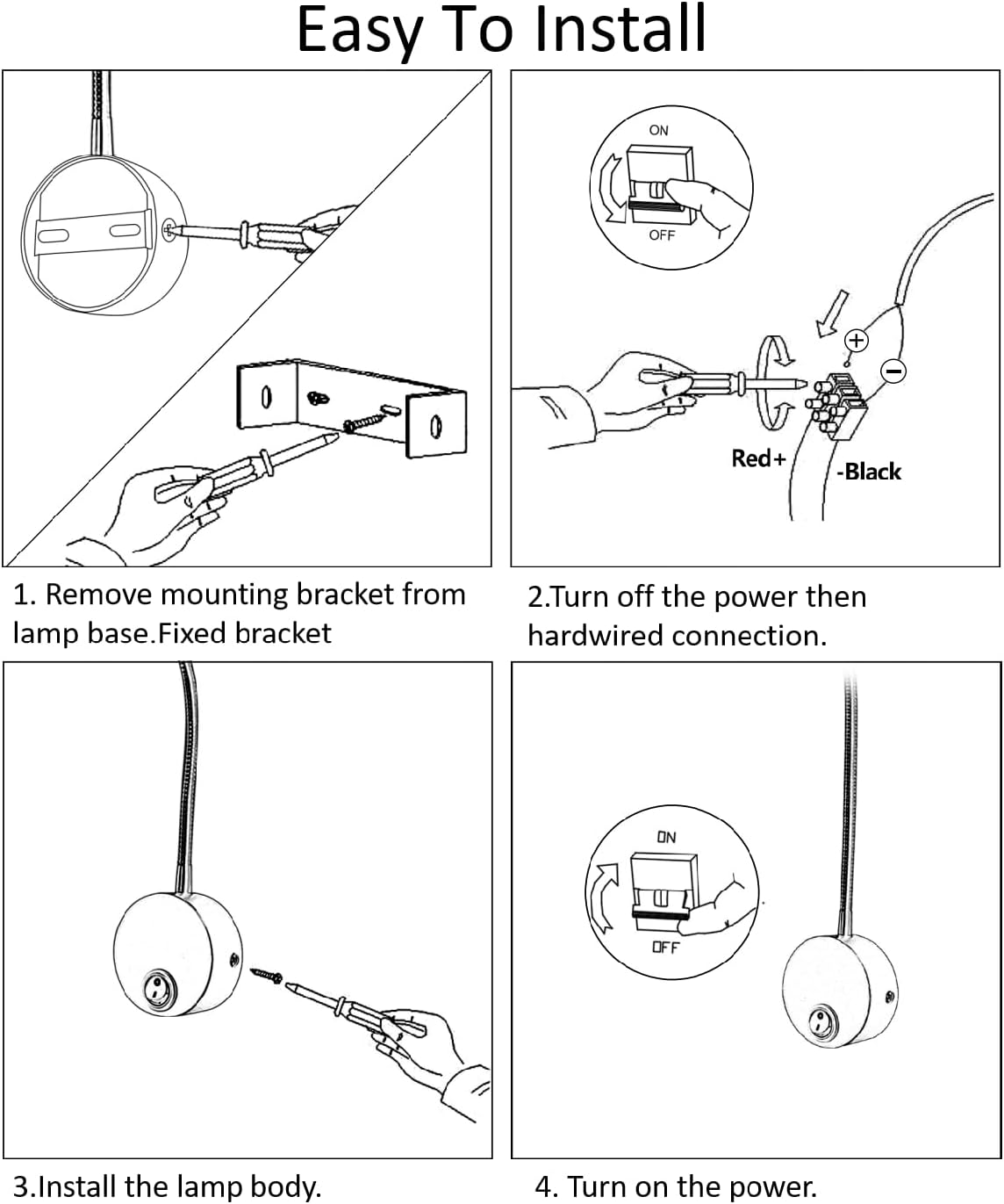 12V RV Reading Light with Dual Charging Ports, 3CCT Touch Control Dimmable Flexible Gooseneck Wall Lamp RV Interior Bedside Light for Motor-House Camper Caravan Vehicle Vessel Boat Yacht (Black)