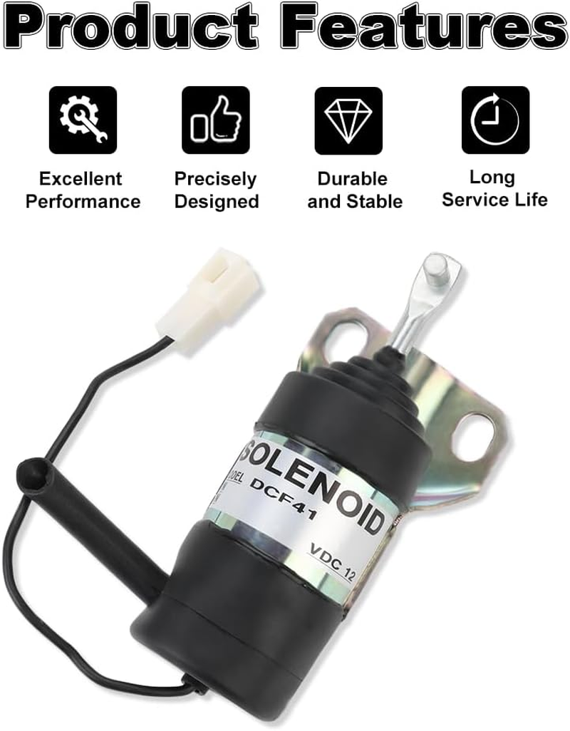 WMPHE Fuel Shut off Solenoid Compatible with Kubota B1250 B1750 L2250 L2650 L3010 L35 M4030 M4900 Replacement for 15471-60010 052600-1001 052600-1000