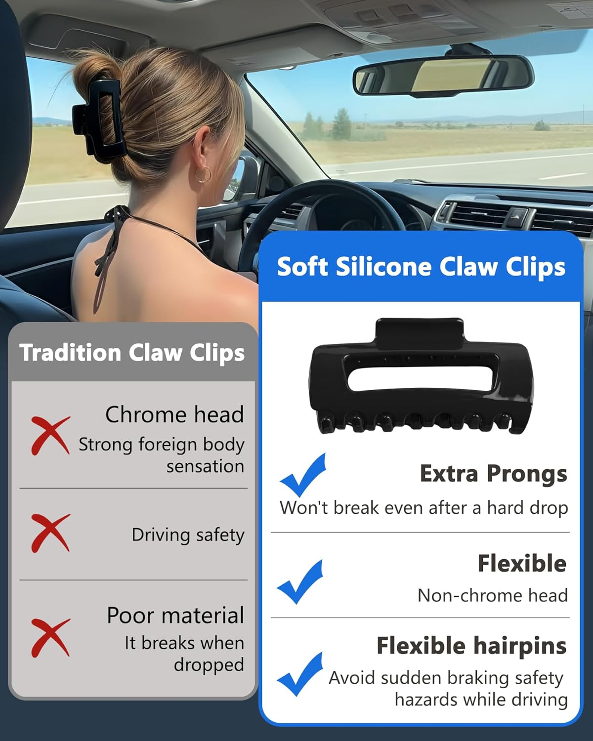 Lulir Soft Hair Claw Clip,Cloud Hair Claw Clips Women,Flexible Lightweight,Cosy Cloud Hair-Pin for Women,Strong Hold Non-Slip for Thick or Fine Hair,Suitable for Women, Girlfriend (Black + Coffee) image number 1