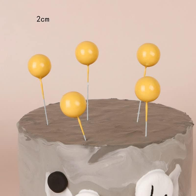 30 Pcs Lovely Ball Cake Topper Birthday Wedding Party Cake Decoration for Christmas Anniversary Birthday Party Baby Shower Cake Decoration (Yellow) image number 2