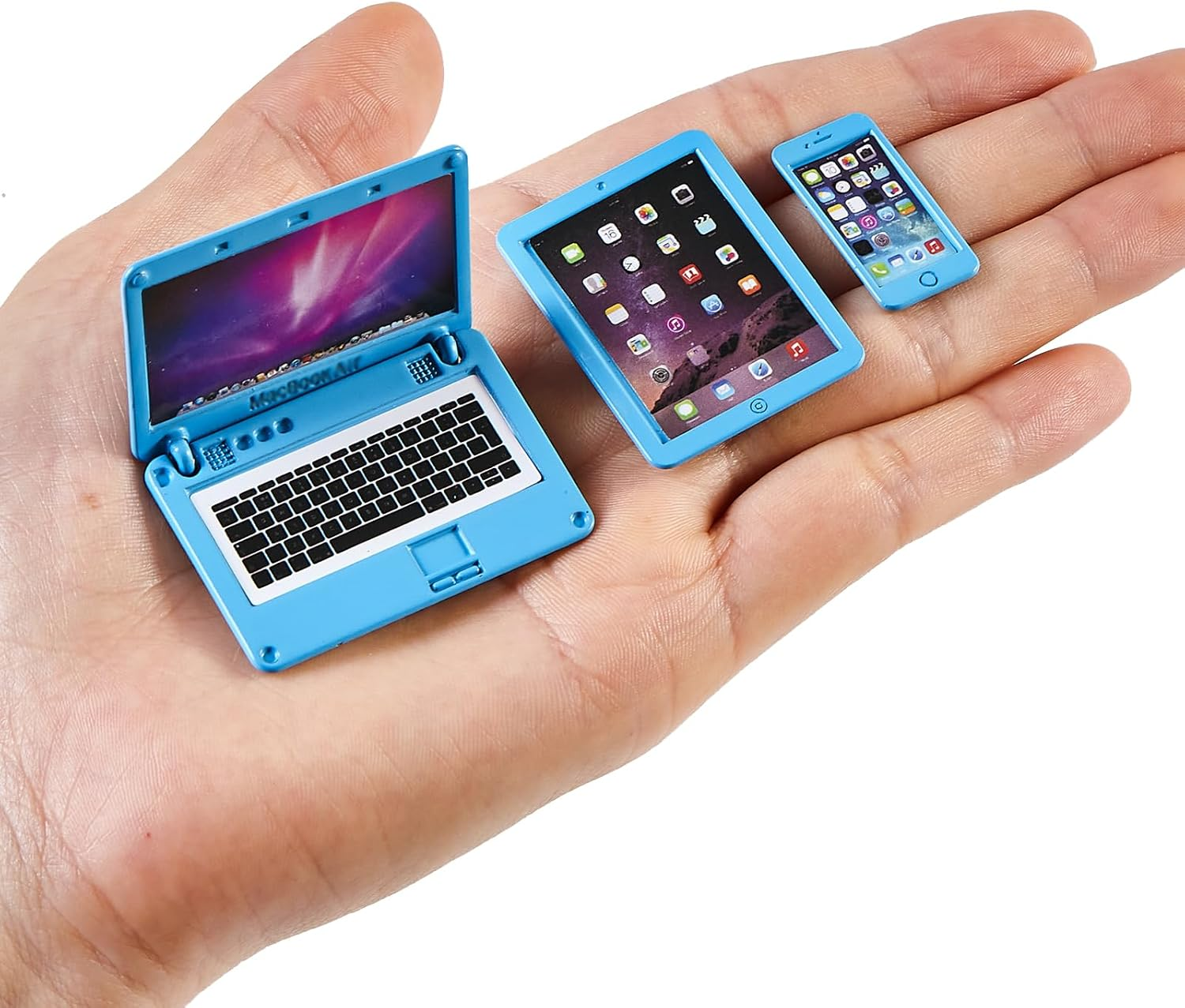 3 Pcs Dollhouse Furniture Accessories Miniature, 1:12 Scale Simulation Metal Laptop Tablet Smart Phone Stuff Doll House Mini Play Set Accessories (Pink)