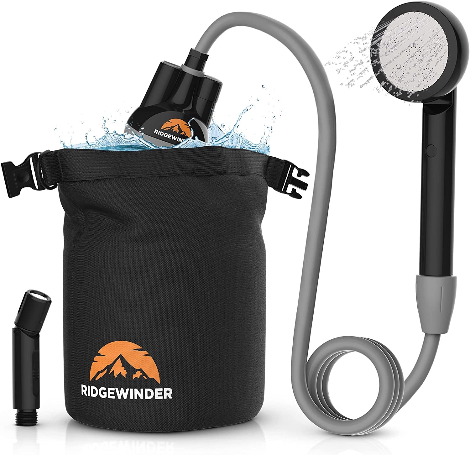 Ridgewinder Portable Shower for Camping with Dry Bag - Camp Shower with Rechargeable Battery and Included 10L Dry Bag for Water Storage. Complete Camping Shower in a Bag (+Sprayer Attachment). image number 3