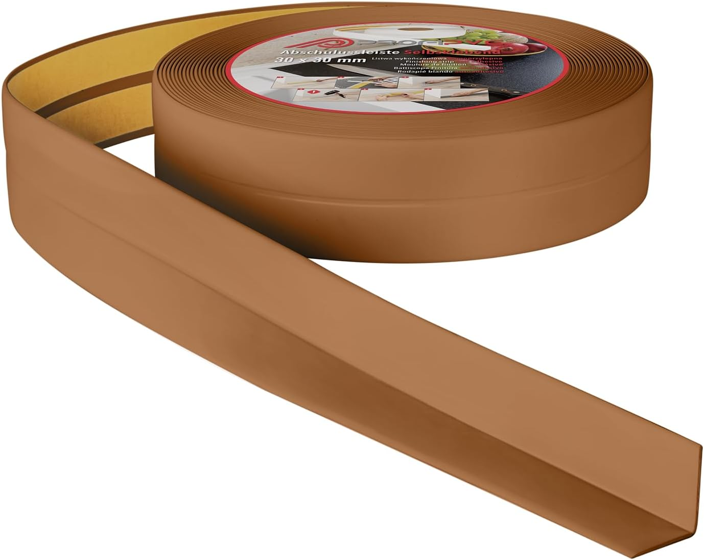 Profipvc Soft Skirting Board, 30 X 30 Mm, 10 M, for Kitchen and Bathroom, Self-Adhesive PVC End Strip, Flexible Kink Strip, Joint Sealing Tape, Light Grey