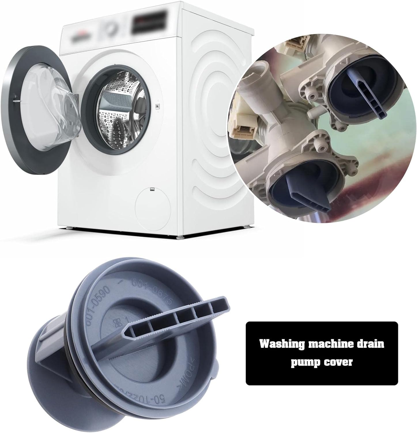 SING F LTD Washer Drainage Pump Drain Outlet Seal Cover Plug Compatible with Siemens Compatible with Bosch Washing Machines Drain Pump Fluff Filter image number 6