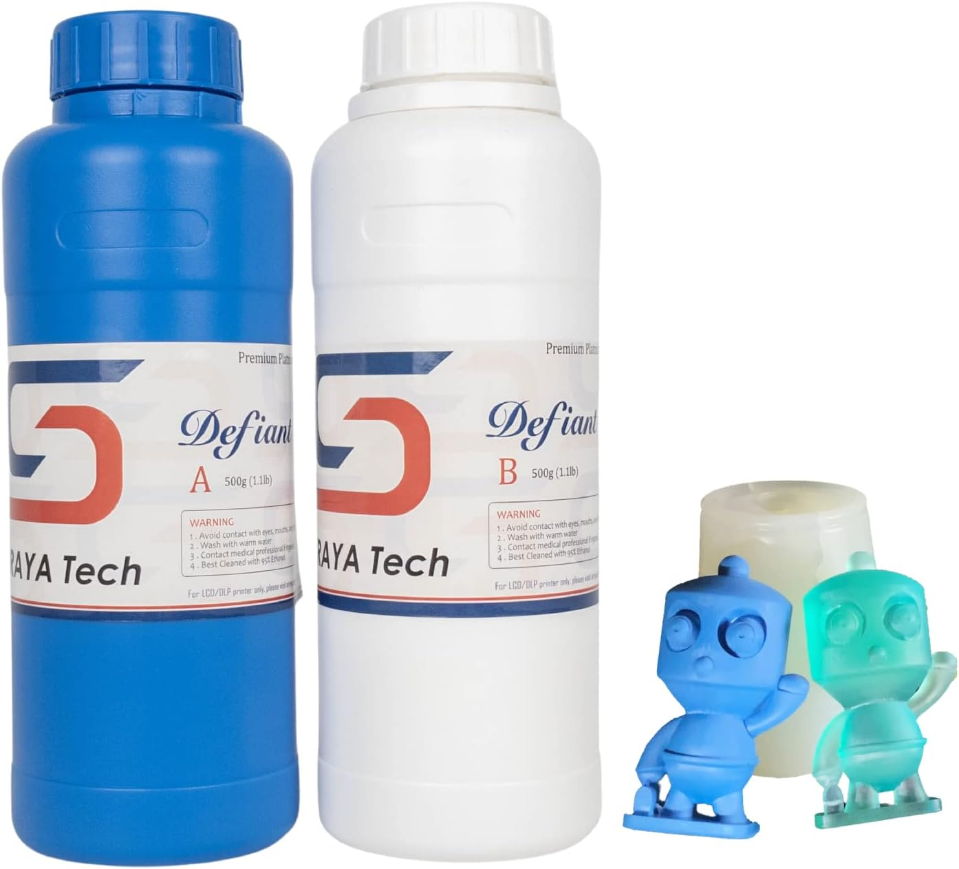 Siraya Tech Defiant 25 Platinum Silicone Mold Making DIY Kit, 25A Hardness, Translucent, Ideal with 3D Printing UV Resin, Easy to Stop Curing Inhibition, No Coating, for Casting Epoxy Resin (35.27 Oz)