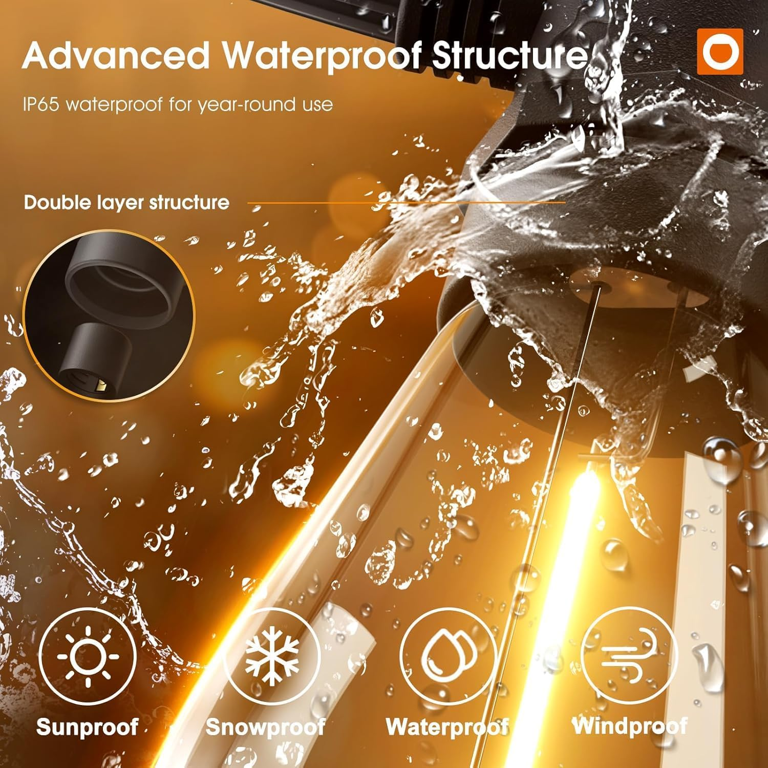 31M Festoon Lights Outdoor with 31 Bulbs+2 Spares S14 LED Outdoor String Lights,Connectable Christmas String Lights, Ip65Waterproof and Shatterproof Fairy Lights for Garden, Party, Yard, 2700K image number 1