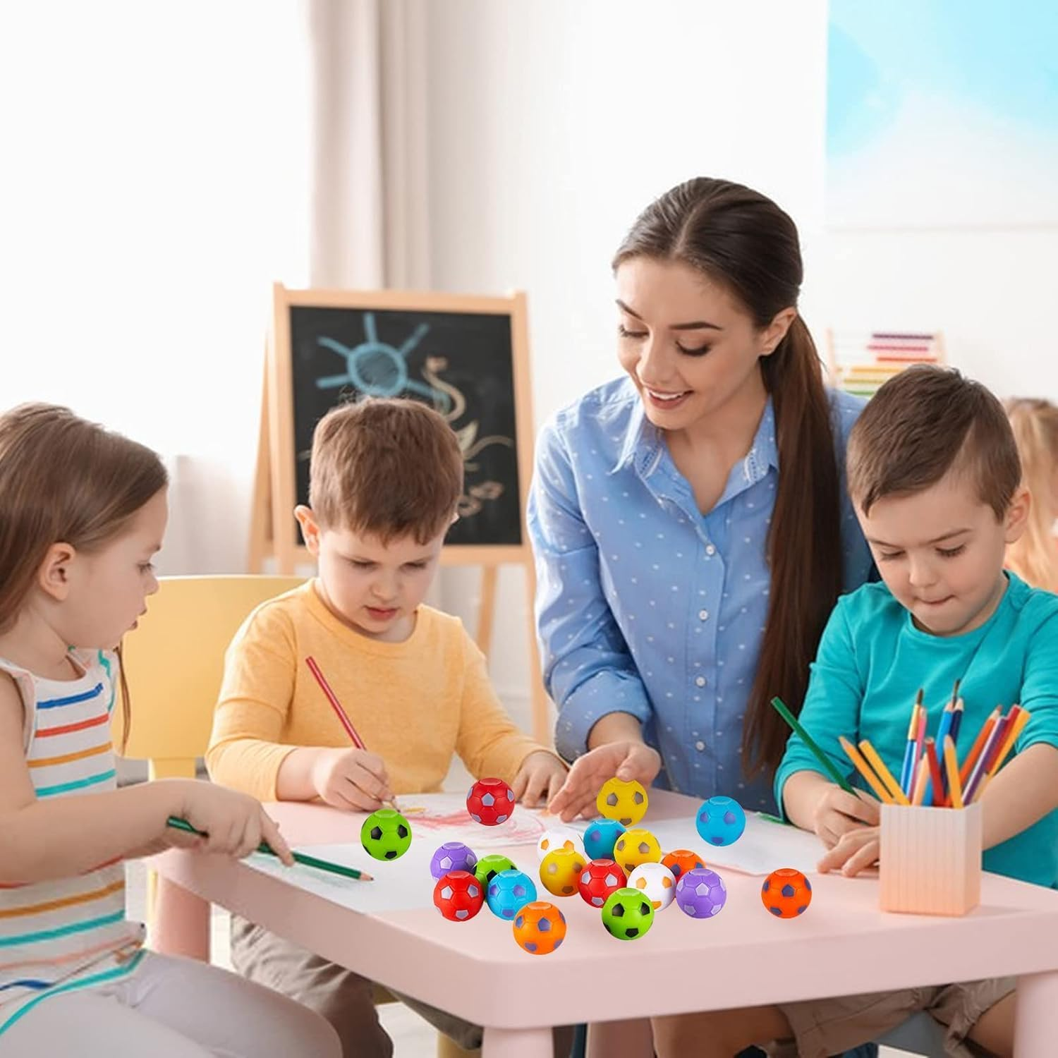 36 Pack Fidget Spinners Soccer Ball Toys Kids Soccer Party Favors, Rotatable Finger Small Soccer Fidget Spinning Balls for Kids Teens Adults Bag Stocking Stuffers Birthday Prizes for Classroom image number 3