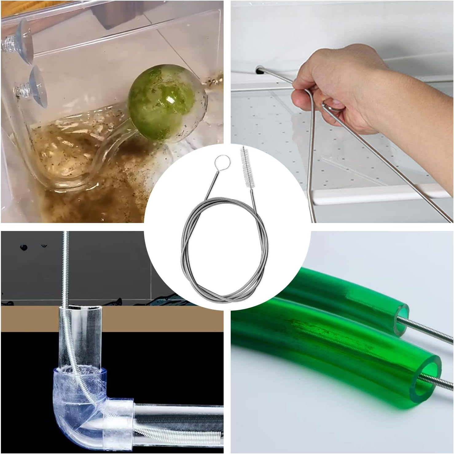 TORMEN 59Inch Tube Cleaning Long Brush, 1.5M Flexible Drain Spring Portable Nylon Straw Brush for Mask and Pipe(White image number 3