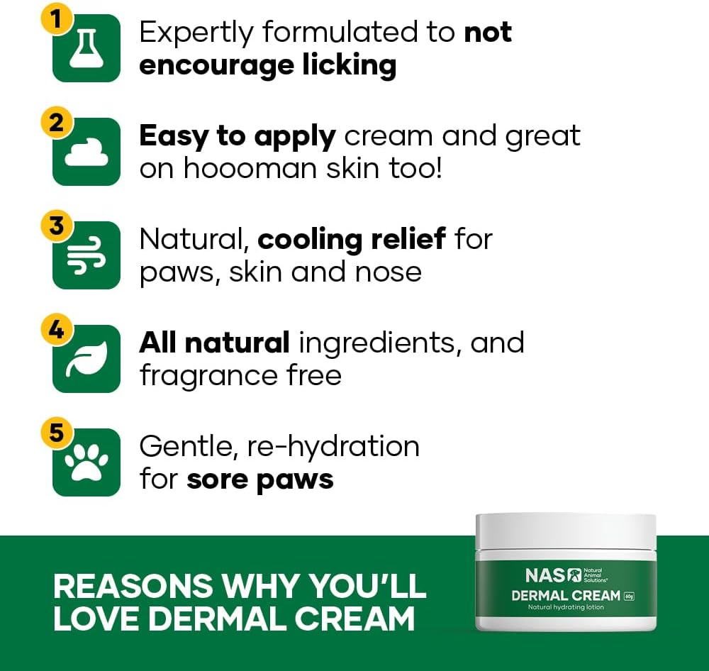 Natural Animal Solutions Dermal Cream for Dog Skin Irritation Support. Dog Dry Skin Treatment - Ideal for Paws, Nose, Elbows and Itchy Skin. Dog Rash Cream, 60G image number 2