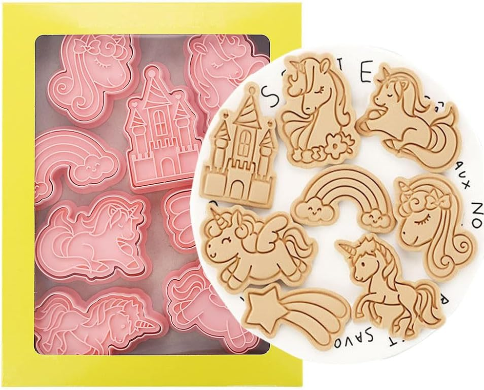 8Pcs 3D Easter Cookie Cutter Set, Cookie Mold,Cute Cartoon Shapes Cookie Cutter (Unicorn) image number 5