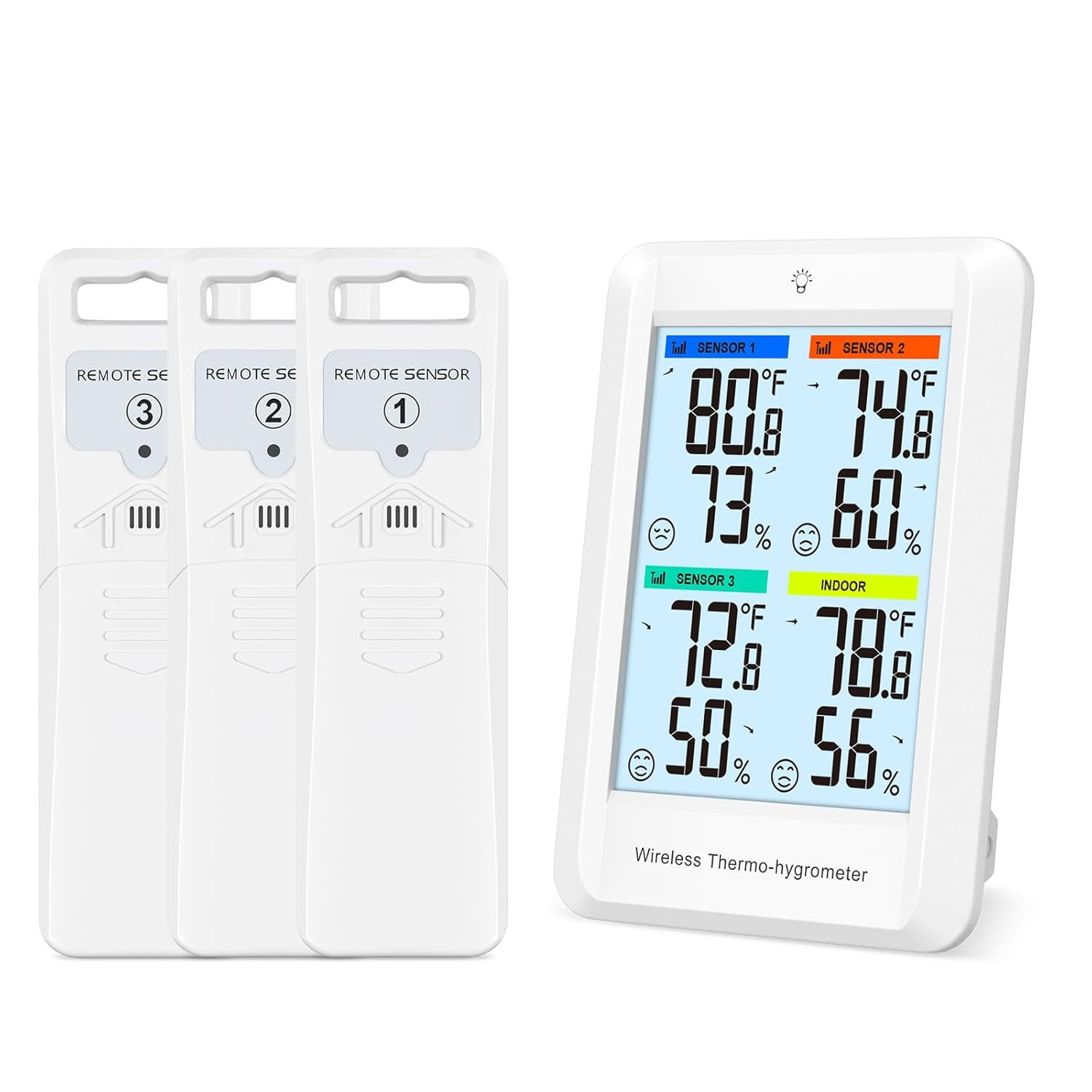 AMIR Indoor Outdoor Thermometer Hygrometer Weather Stations, Digital Hygrometer Wireless Indoor Thermometer with Backlight, Temperature Humidity Monitor Gauge with 3 Remote Sensors, 328Ft Range image number 3