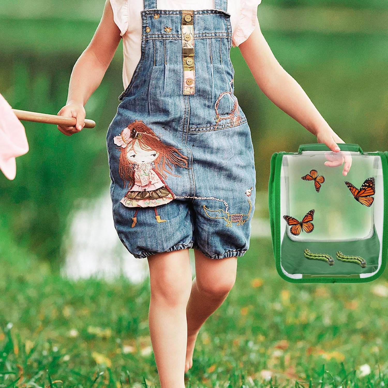 Small Butterfly Habitat, Insect Mesh Cage, Caterpillar Enclosure, Critter Cage, Bug Terrarium Portable Carry Handle Easy to Observe 20 X 20 X 20 Cm