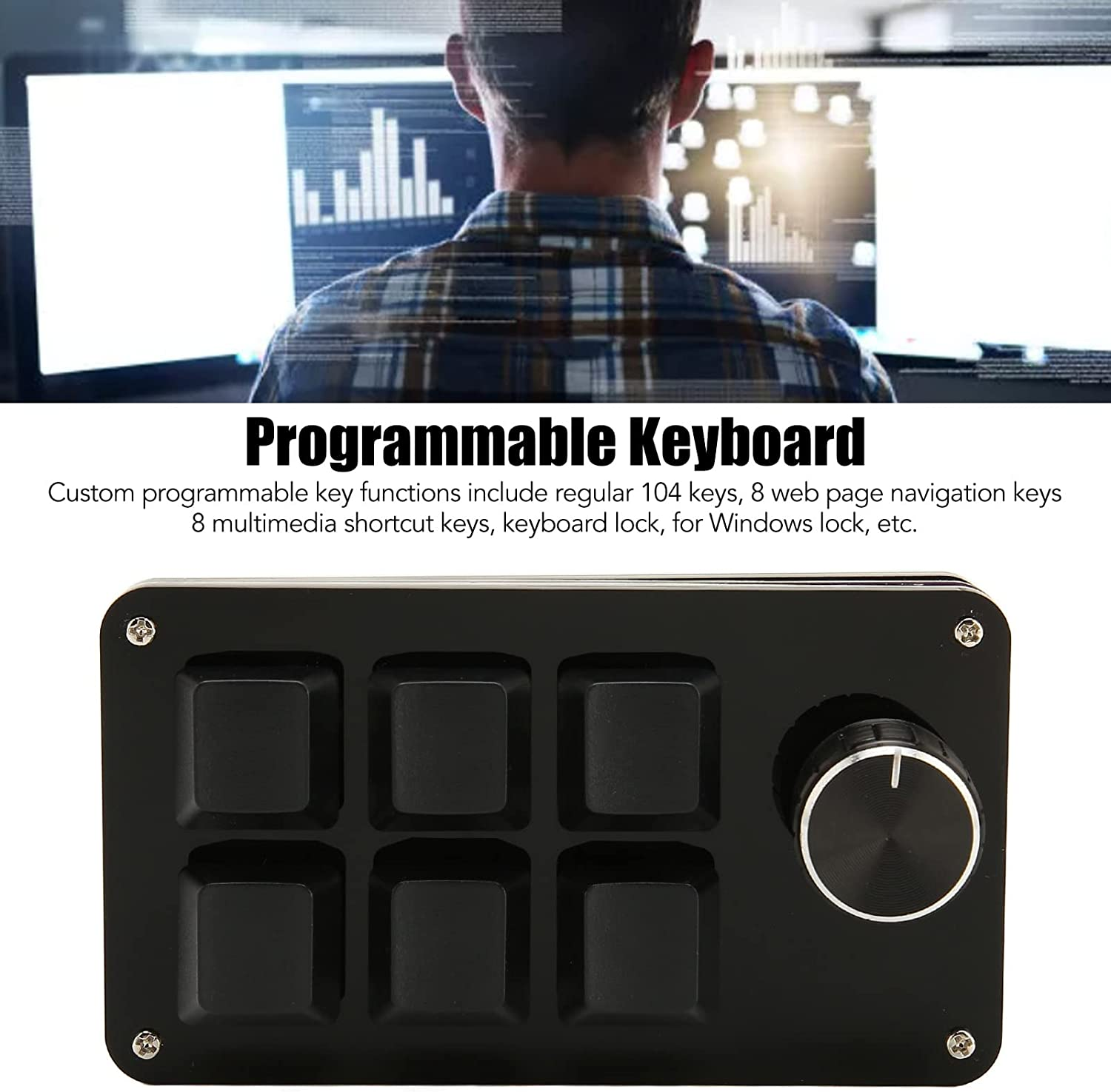 Mini USB 6 Key One Handed Mechanical Gaming Keypad, Programmable Keypad RGB Backlight, OSU Programming Macro Keys for Computer image number 4