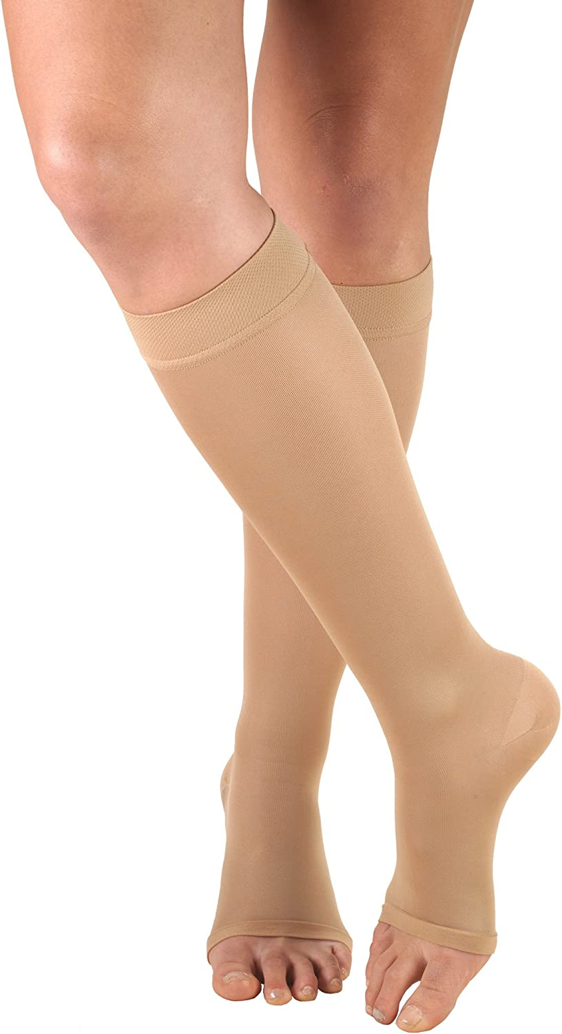 Truform Women'S Compression Stockings, 20-30 Mmhg, Knee High Length, Closed Toe, Opaque, Black, Medium