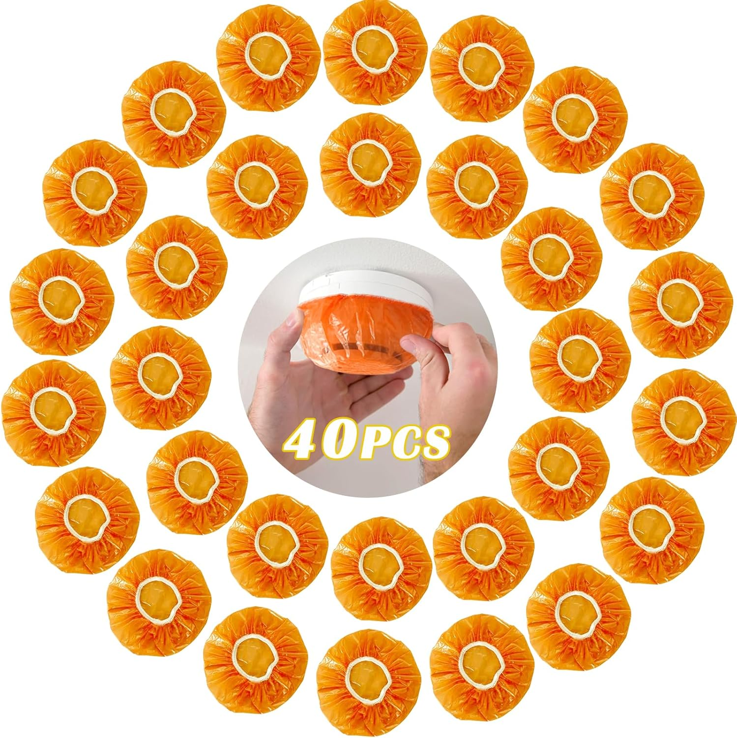 40 PCS Dxmimer Smoke Detector Cover Fire Alarm Cover, Thickened Elastic Plastic Reusable Smoke Alarm Dust Paint Cover for Home Cooking or Baking (White)